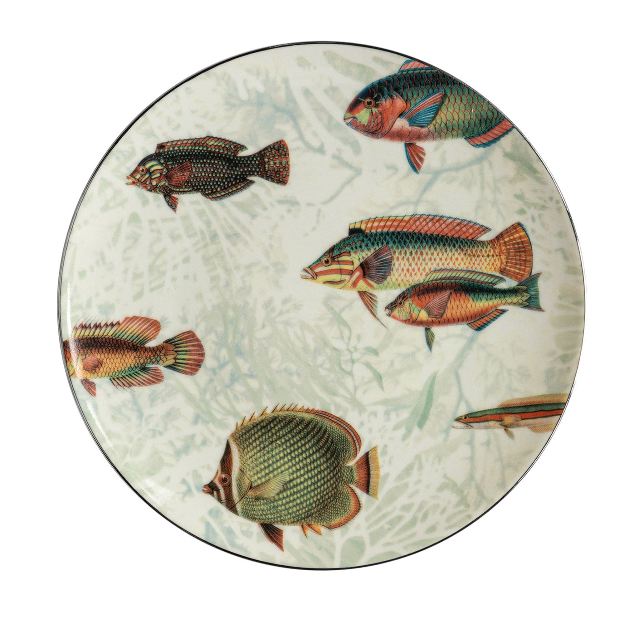 Amami Set Of 2 Porcelain Dessert Plates With Tropical Fish #3 - Main view