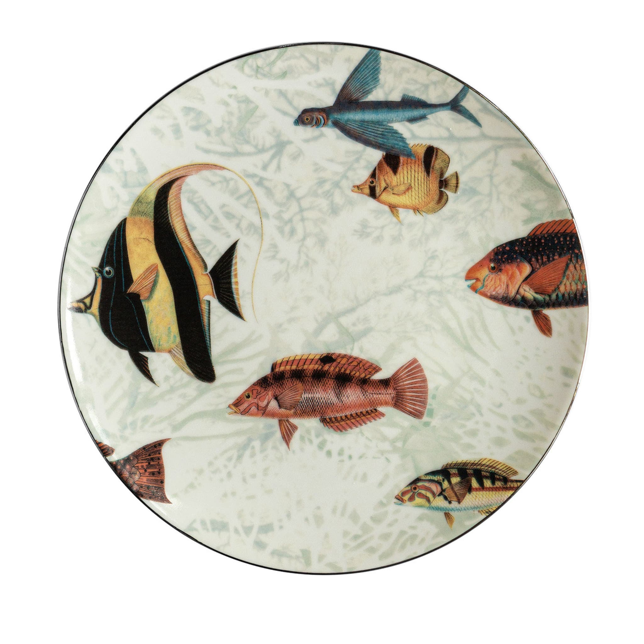 Amami Set Of 2 Porcelain Dessert Plates With Tropical Fish #4 - Main view