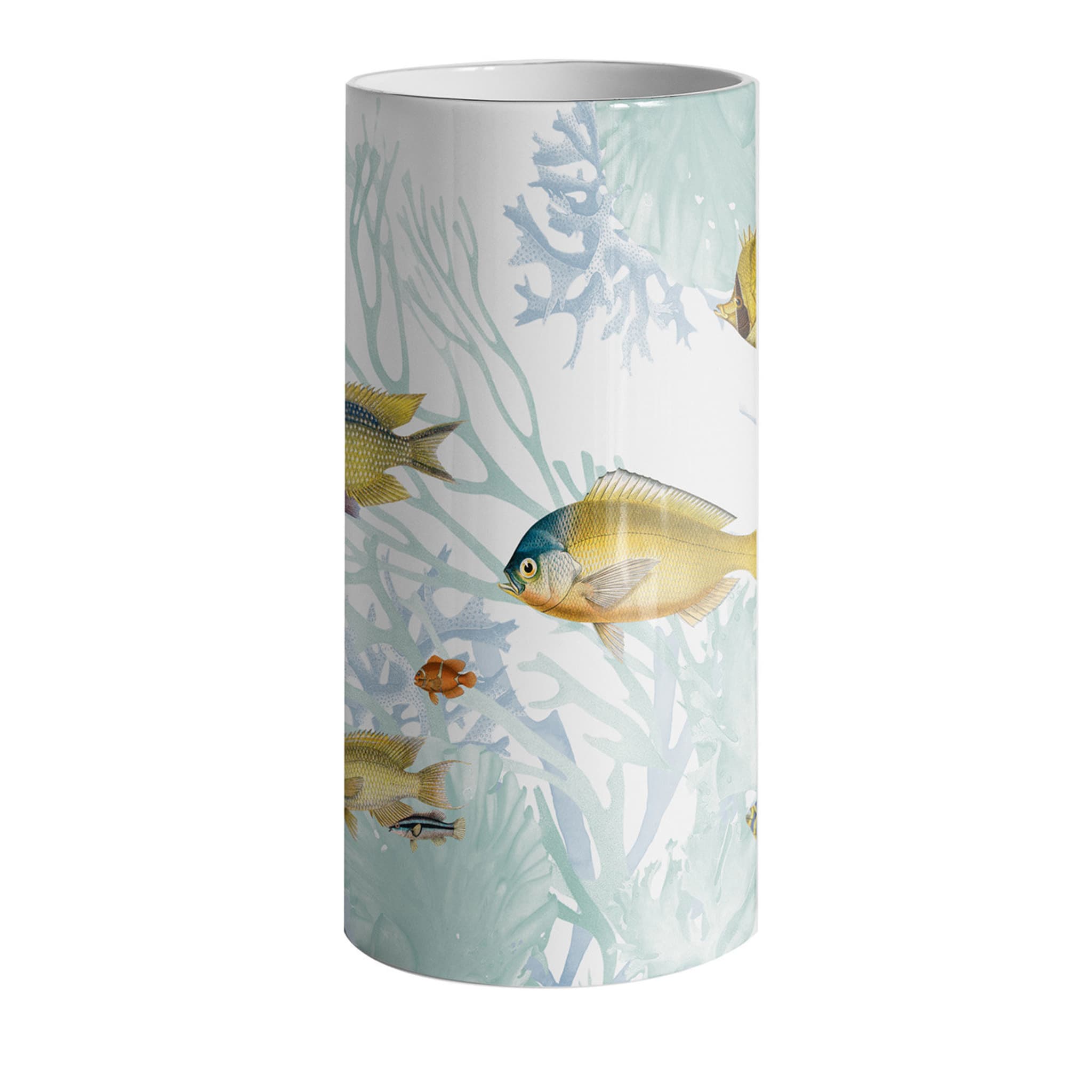 Amami Porcelain Cylindrical Vase With Tropical Fishes #1 - Main view
