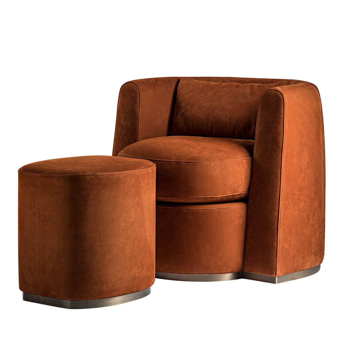 Set of Silvana Armchair and Gino Pouf by Simone Ciarmoli and Miguel Queda - Annibale Colombo