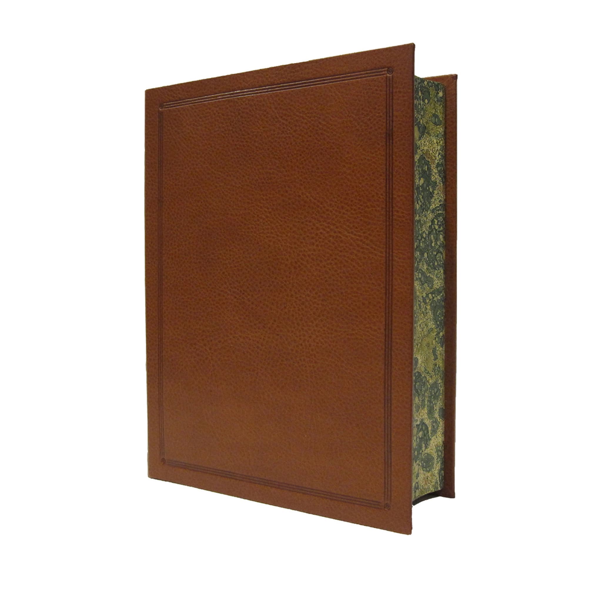 Boîte en forme de livre en cuir brun - Vue principale