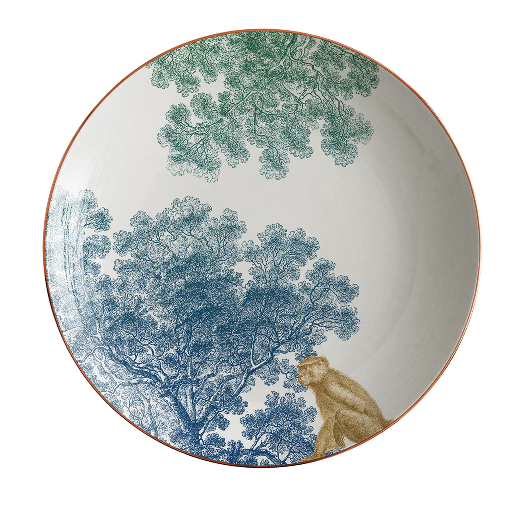 Galtaji Porcelain Soup Plate With Trees And Monkeys #1 - Main view