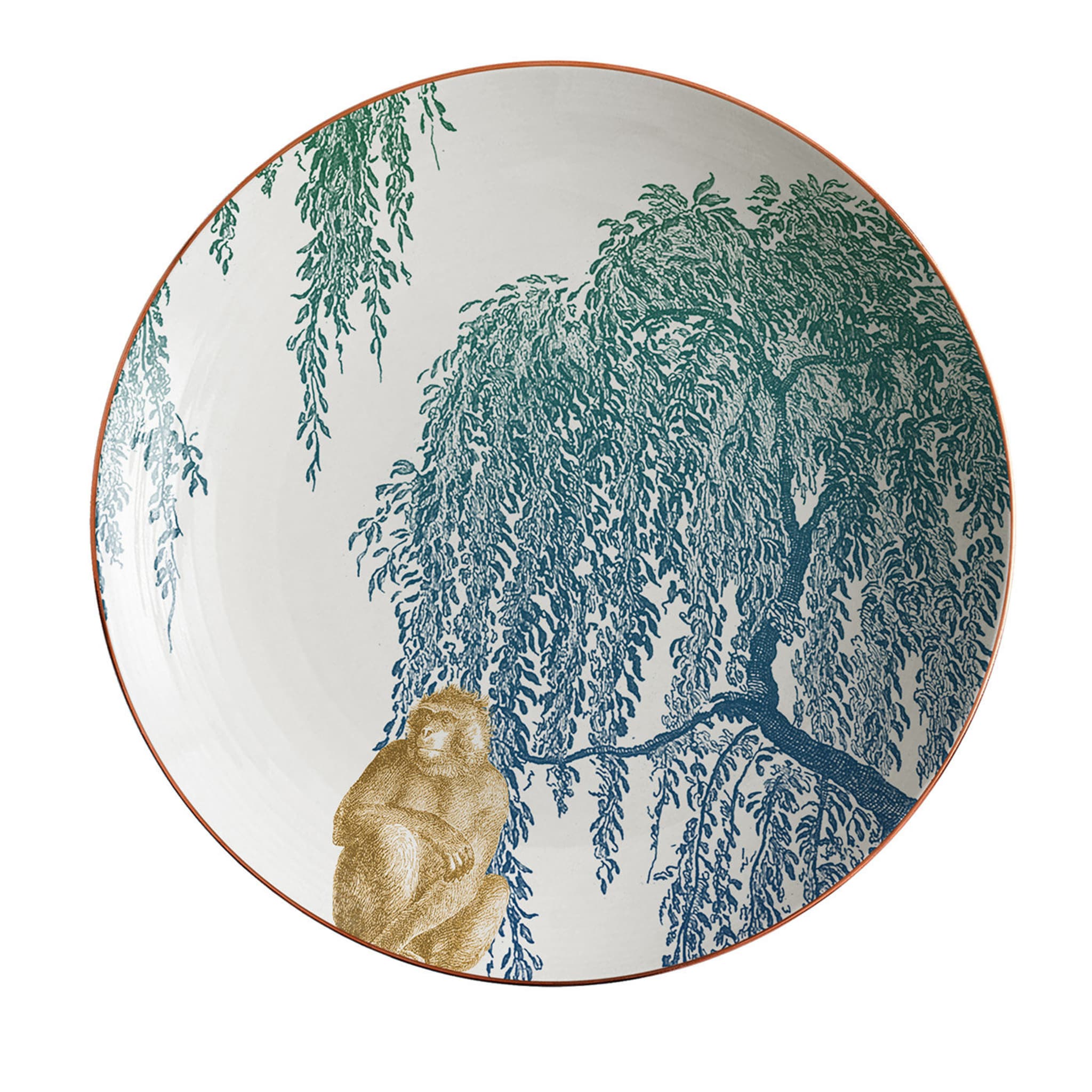 Galtaji Porcelain Soup Plate With Trees And Monkeys #3 - Main view