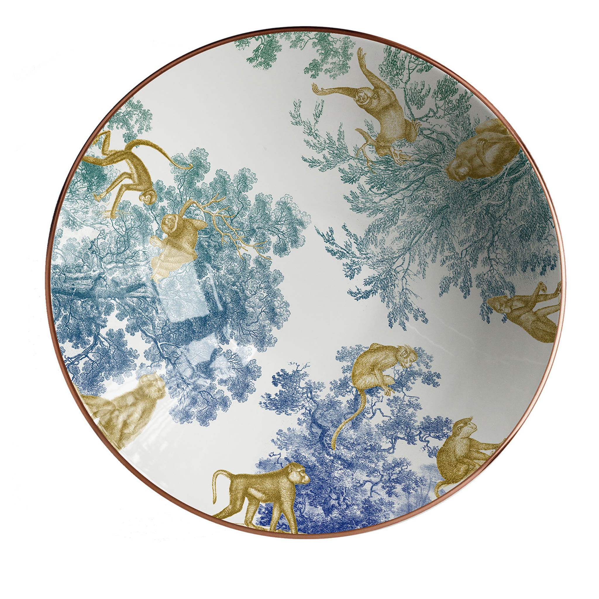 Galtaji Porcelain Big Bowl With Trees And Monkeys - Main view