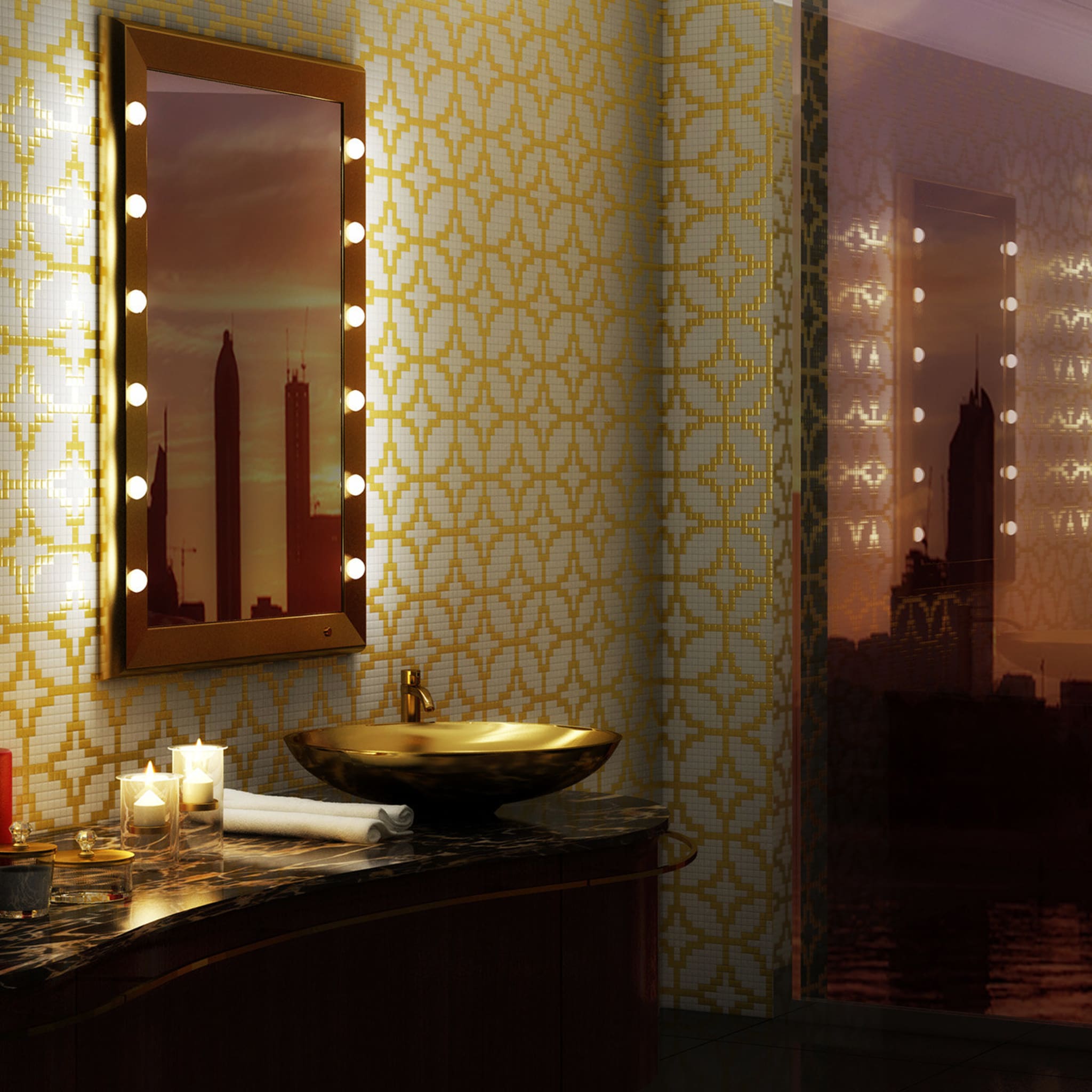 SP Gold Rectangular Lighted Wall Mirror - Alternative view 2
