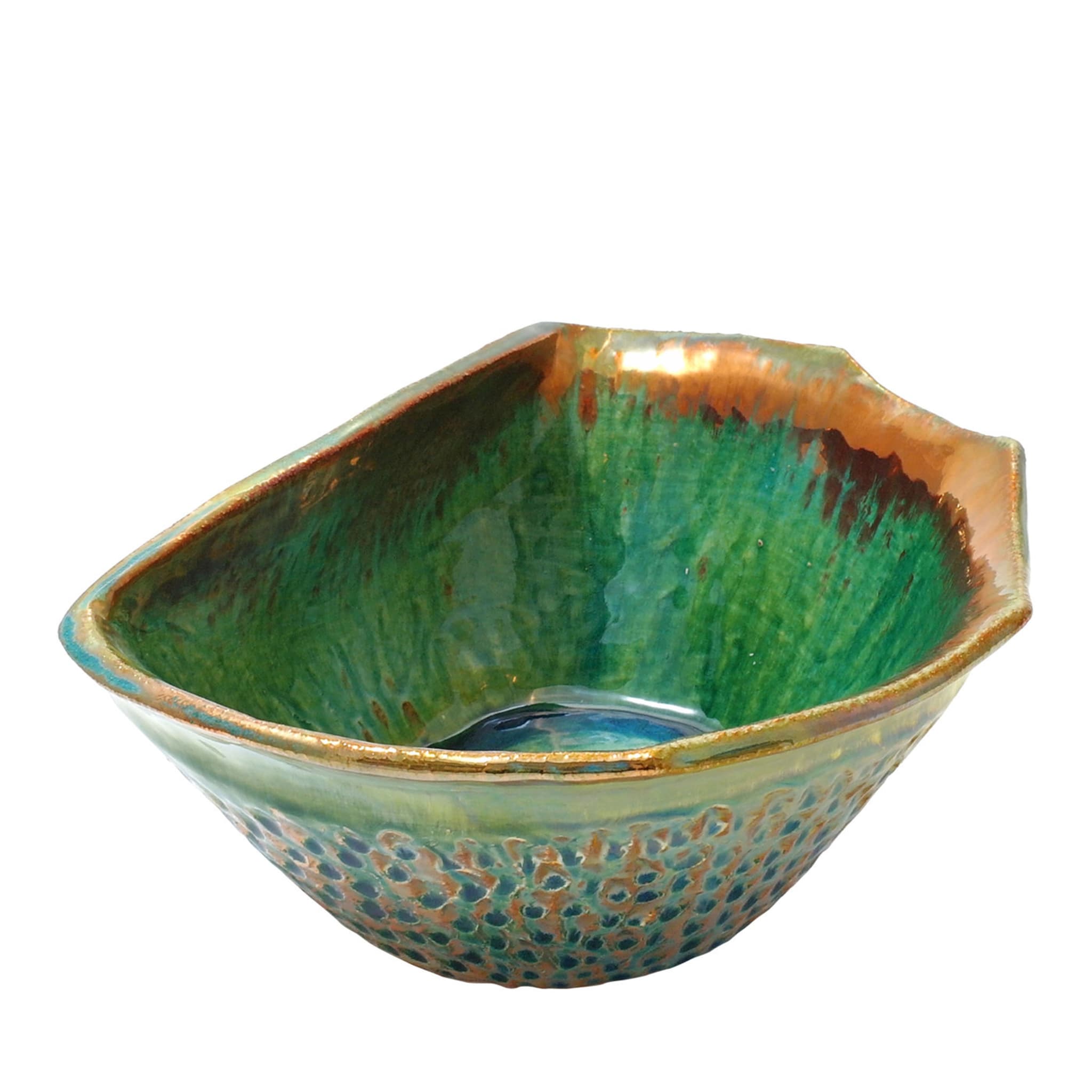 Small Multi-faceted Green Bowl - Main view