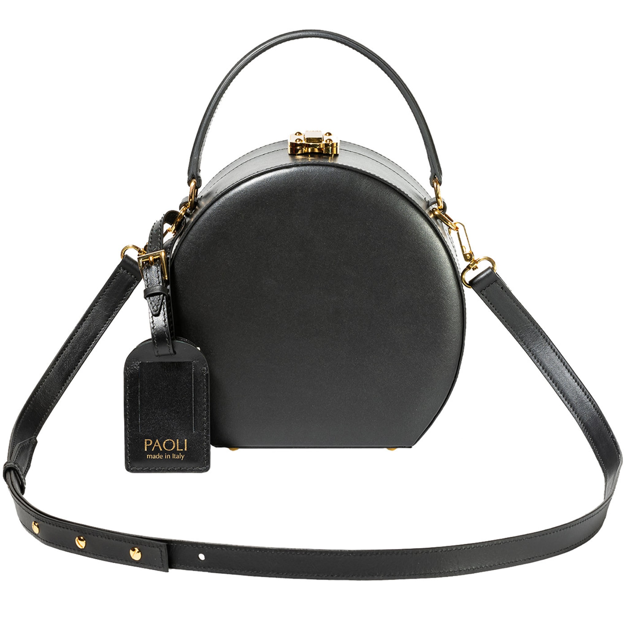 Mini Paolina Black Hat-Box Handbag Paoli