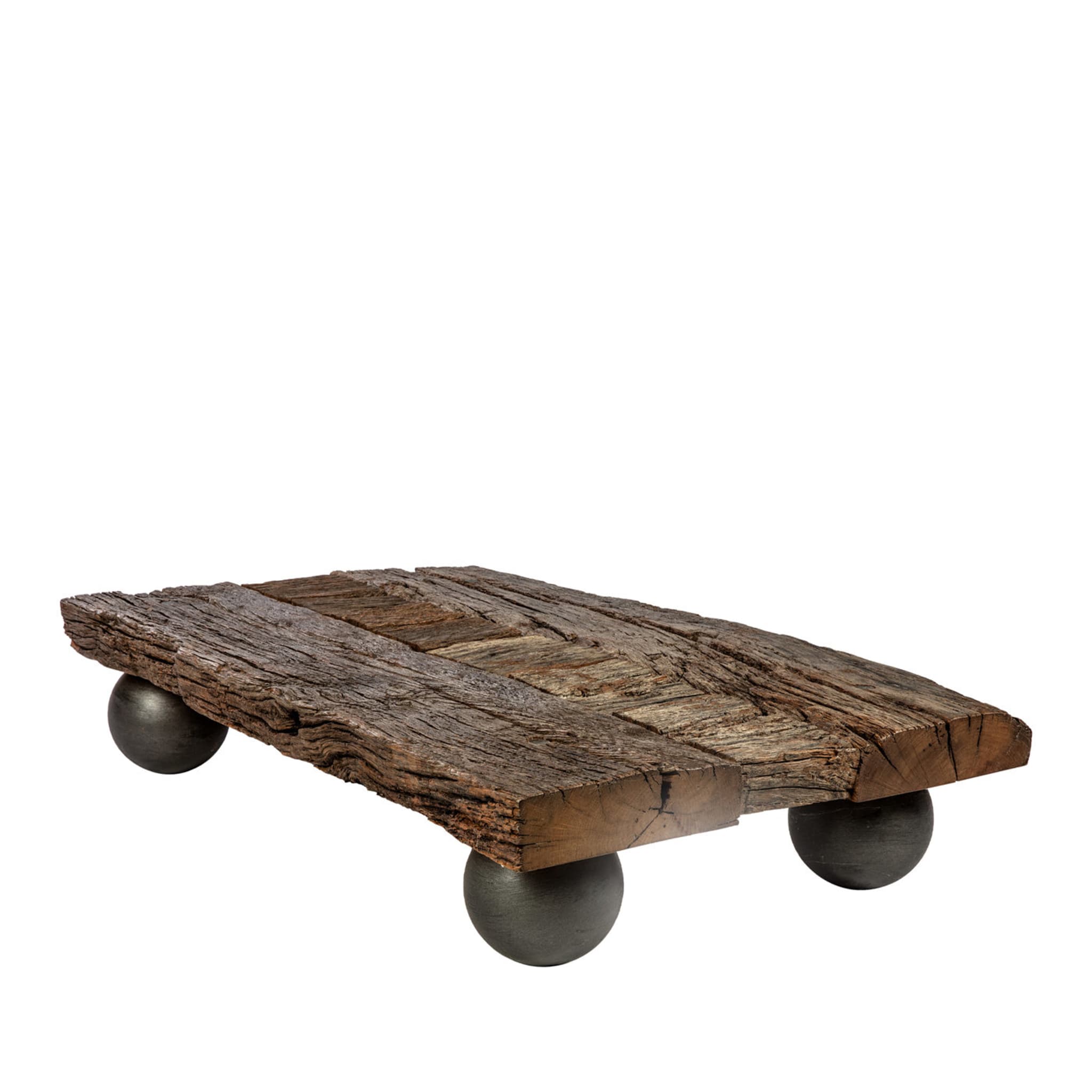 Table basse rectangulaire en bois de chêne historique récupéré - Vue principale