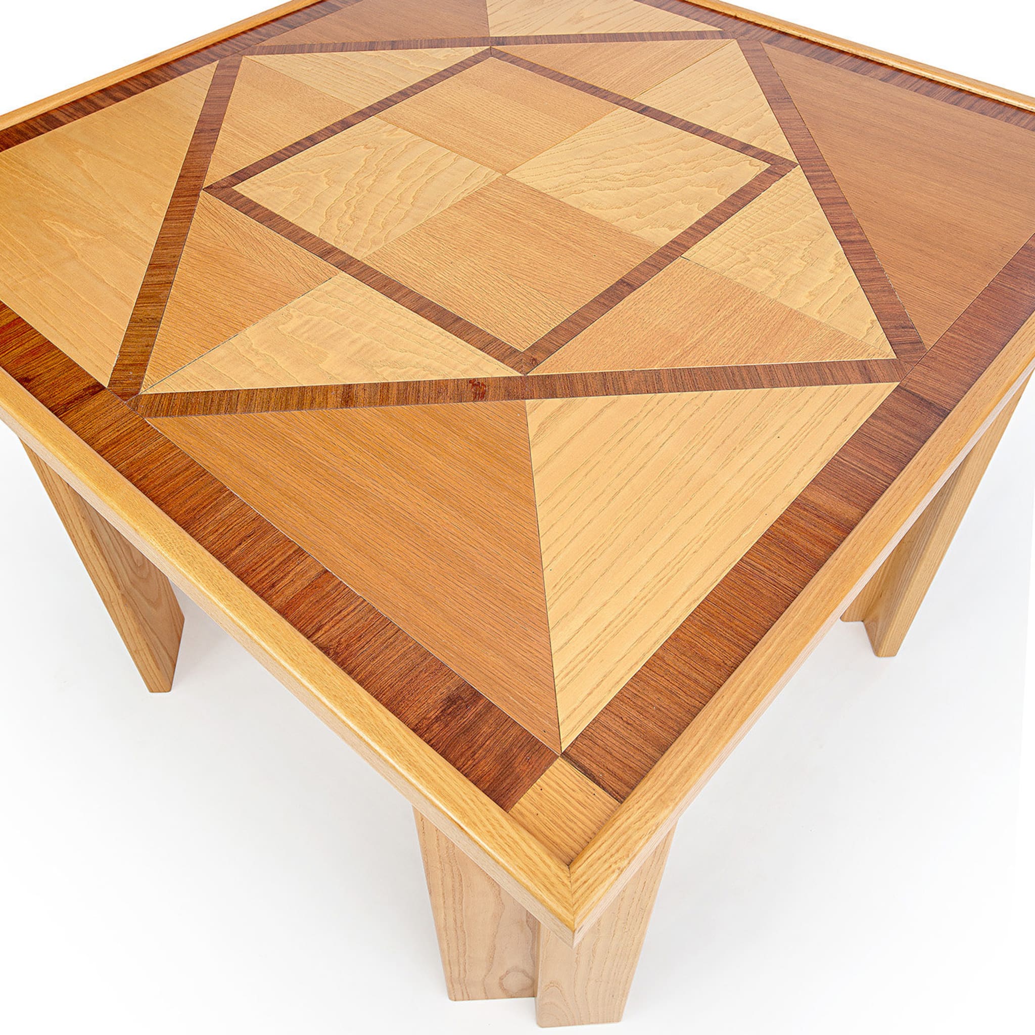 Tavolo da pranzo in legno con intarsio geometrico - Vista alternativa 1