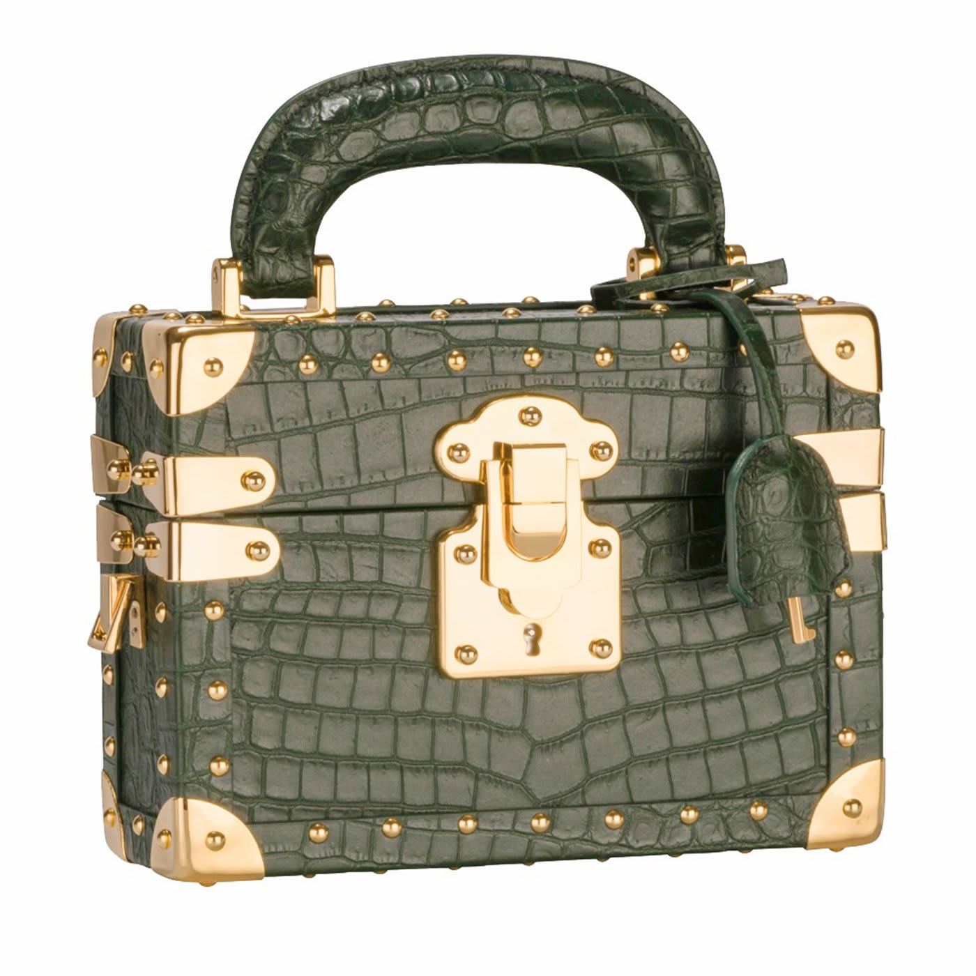 Glam Green Crocodile Mini Trunk Case Paoli