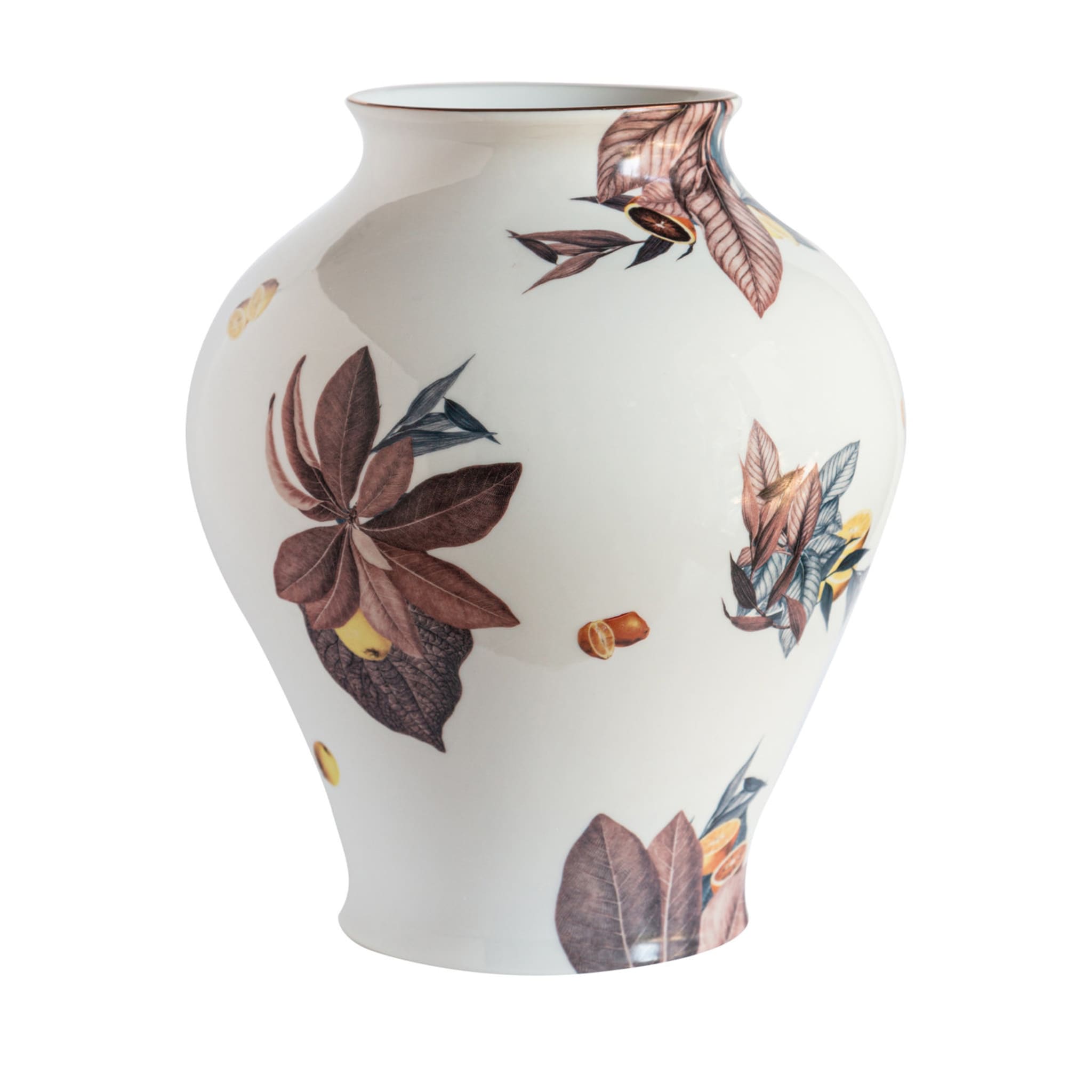 Amalfi Amphora Porcelain Vase With Leaves And Citrus Fruits H27Cm - Main view