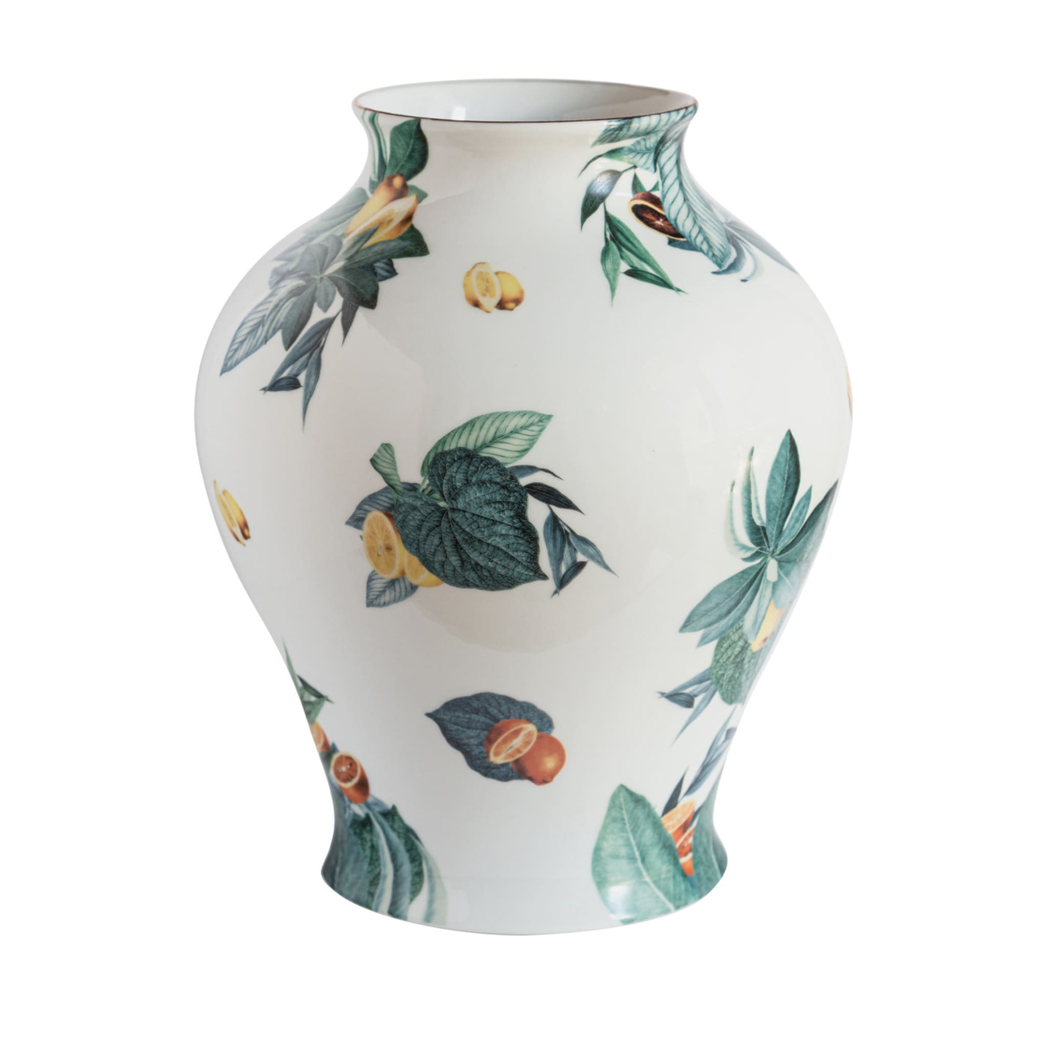 Amalfi Amphora Porcelain Vase With Leaves And Citrus Fruits H32Cm - Main view