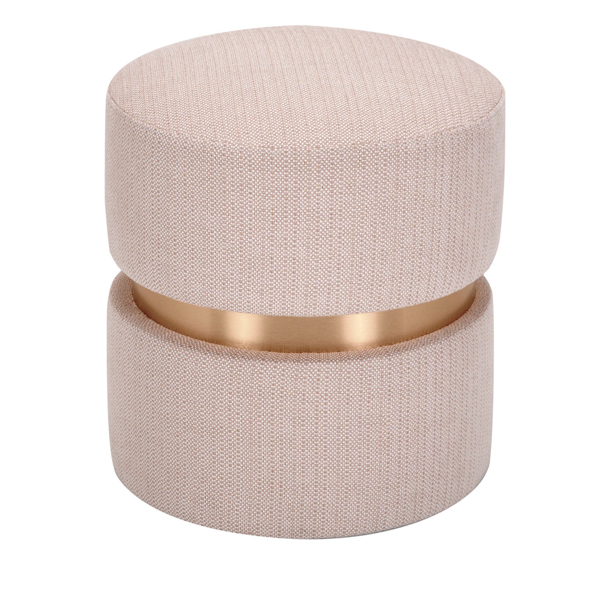 Pink Cylinder Wood Pouf - Main view