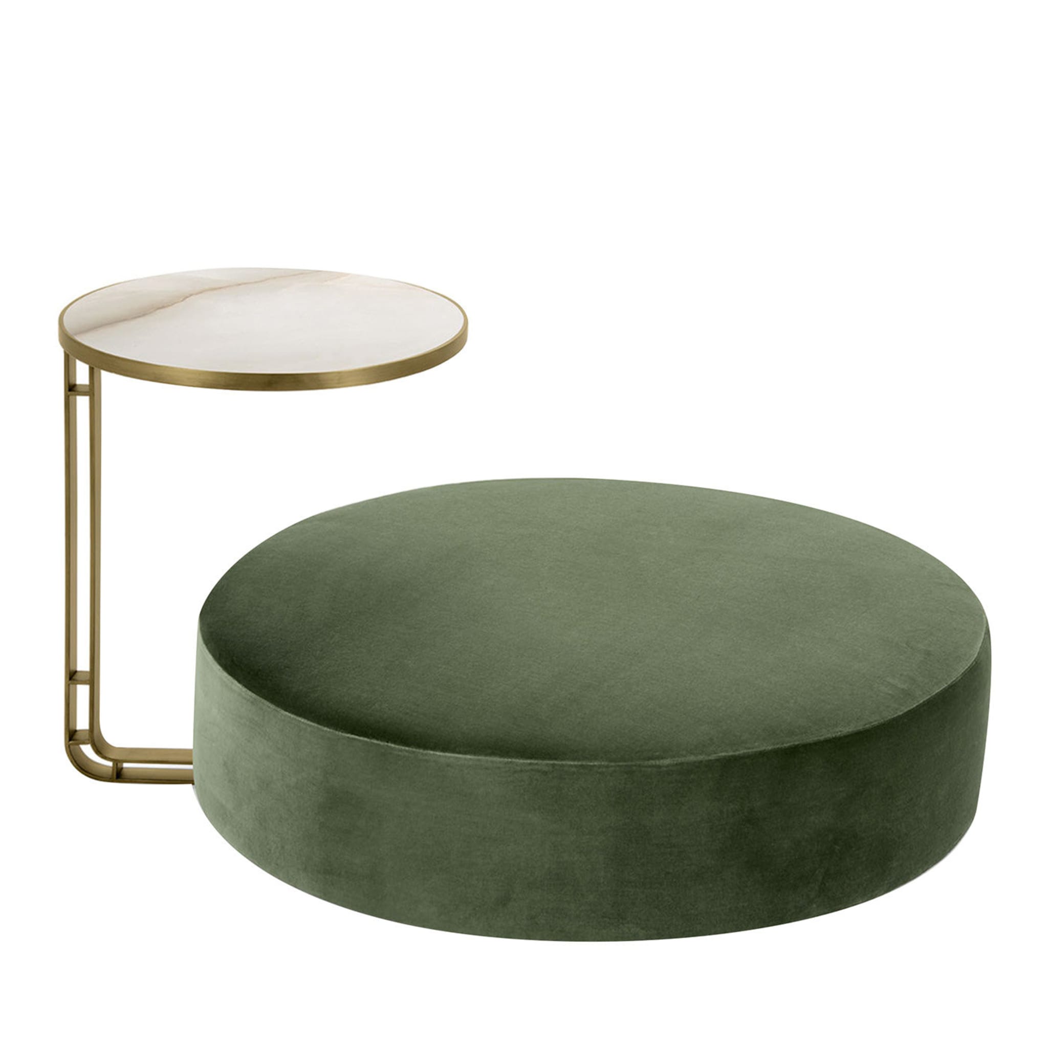 Set di pouf e tavolino verde Febe - Vista principale