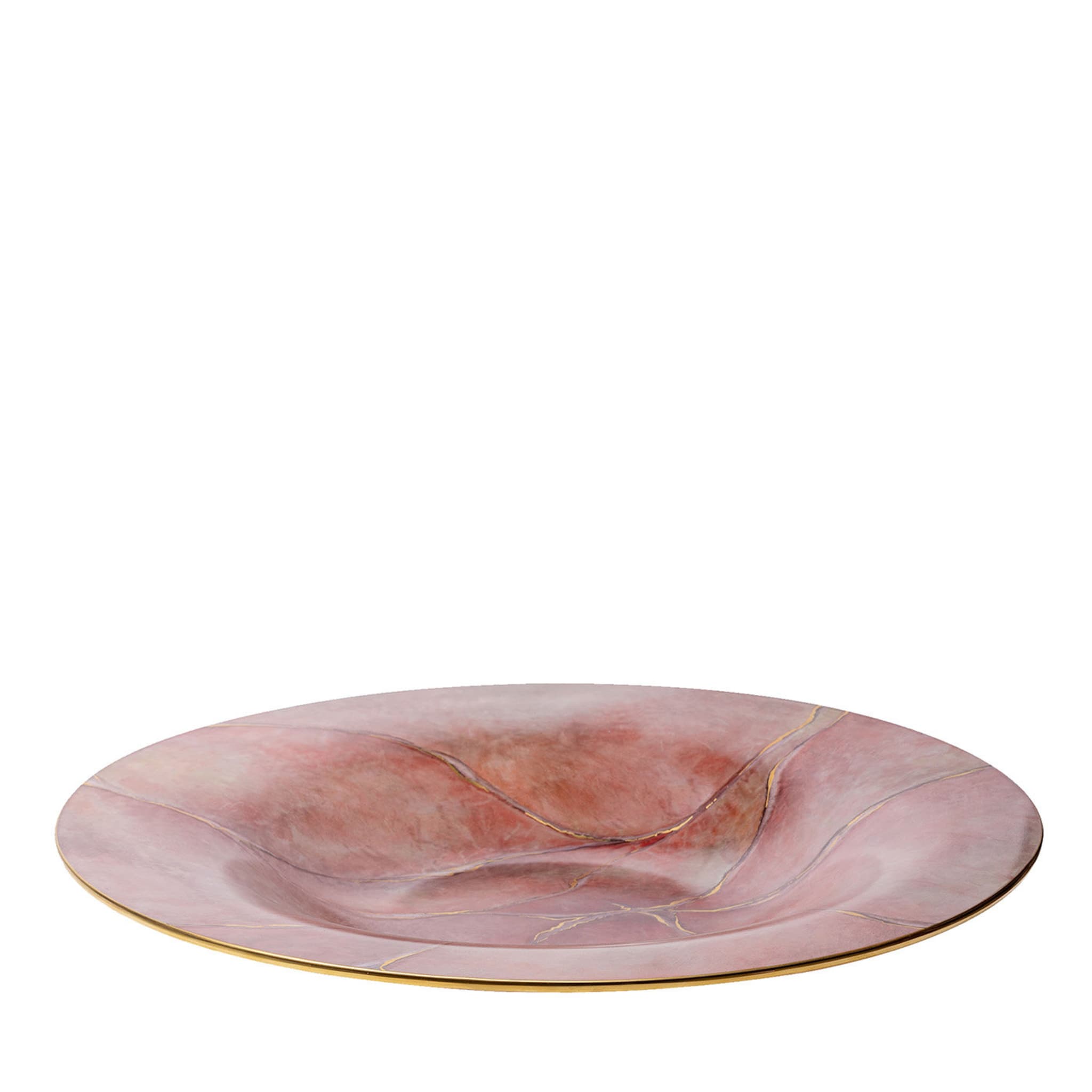 Marmo Large Pink Plate with Gold - Main view