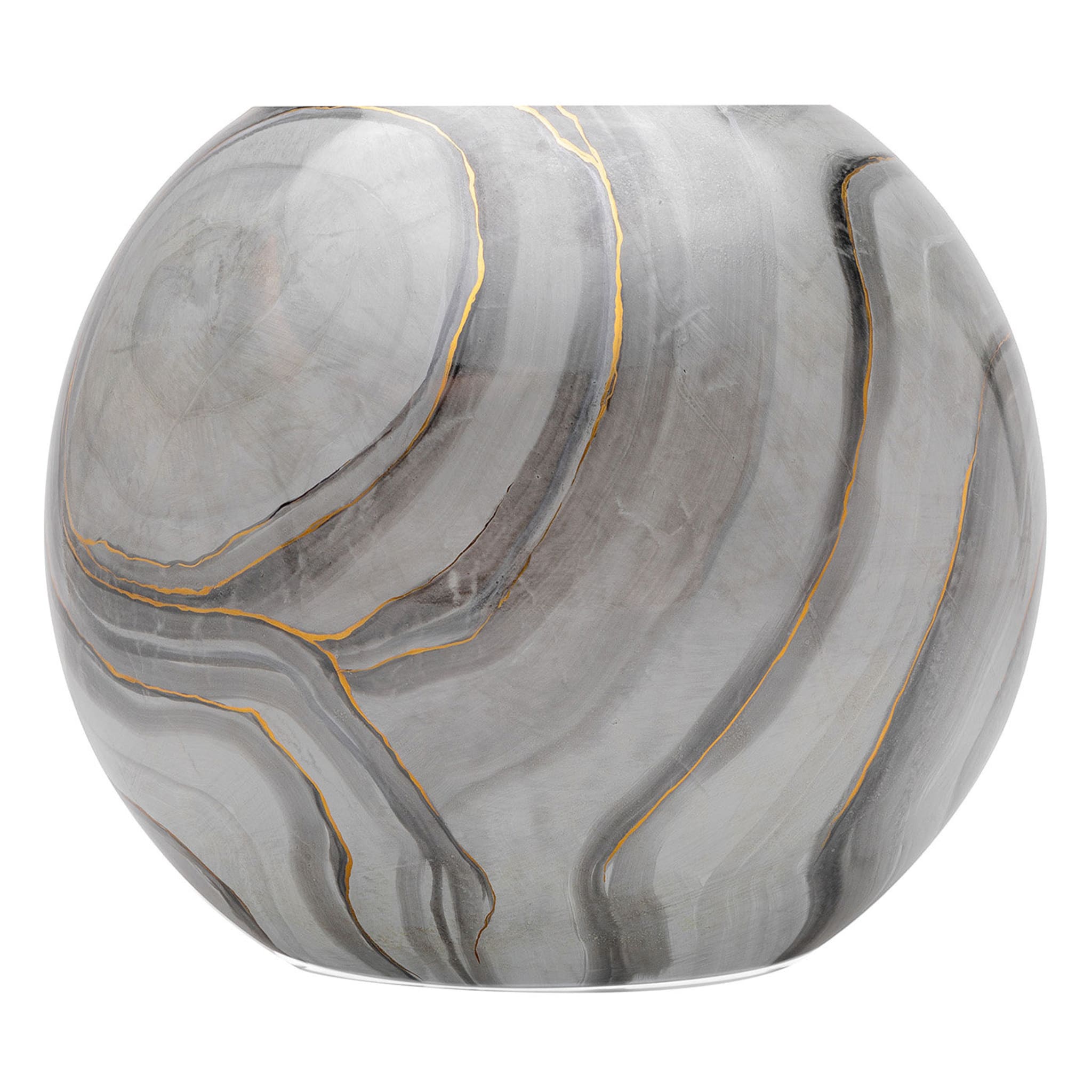Marmo Gray Round Vase with Gold - Main view