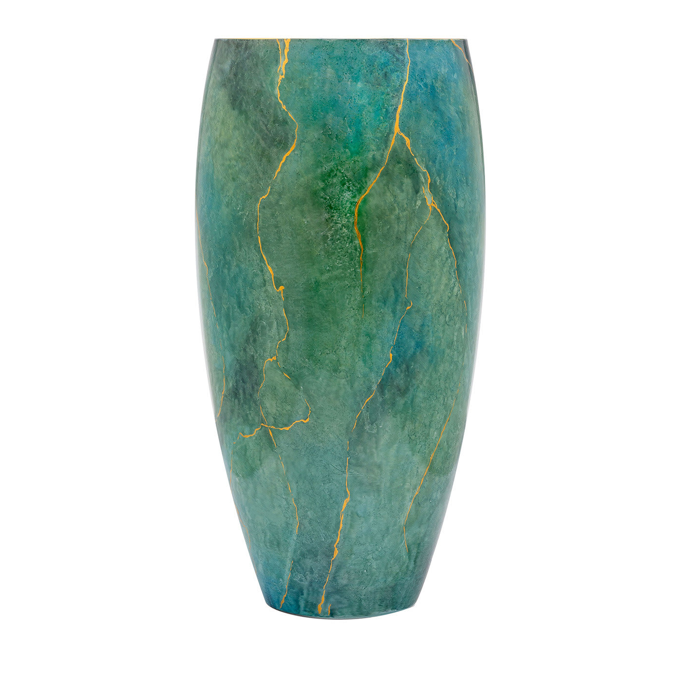 Marmo Tall Green Vase with Gold - Griffe Montenapoleone by Vetrerie di Empoli