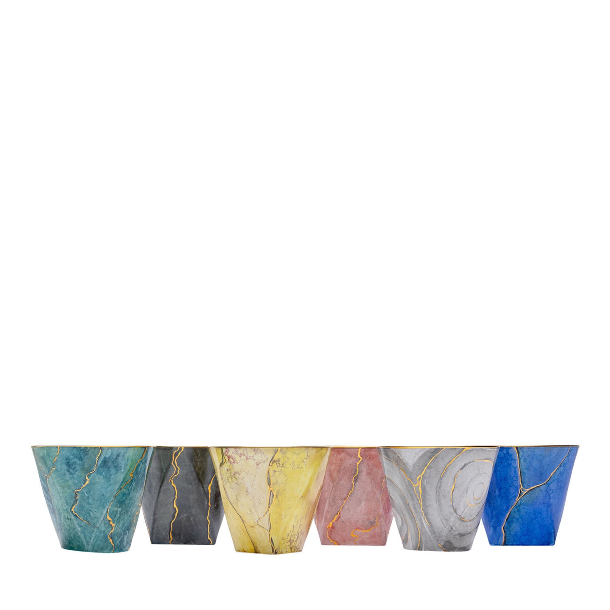 Marmo Set of 6 Multicolor Glasses with Gold - Main view