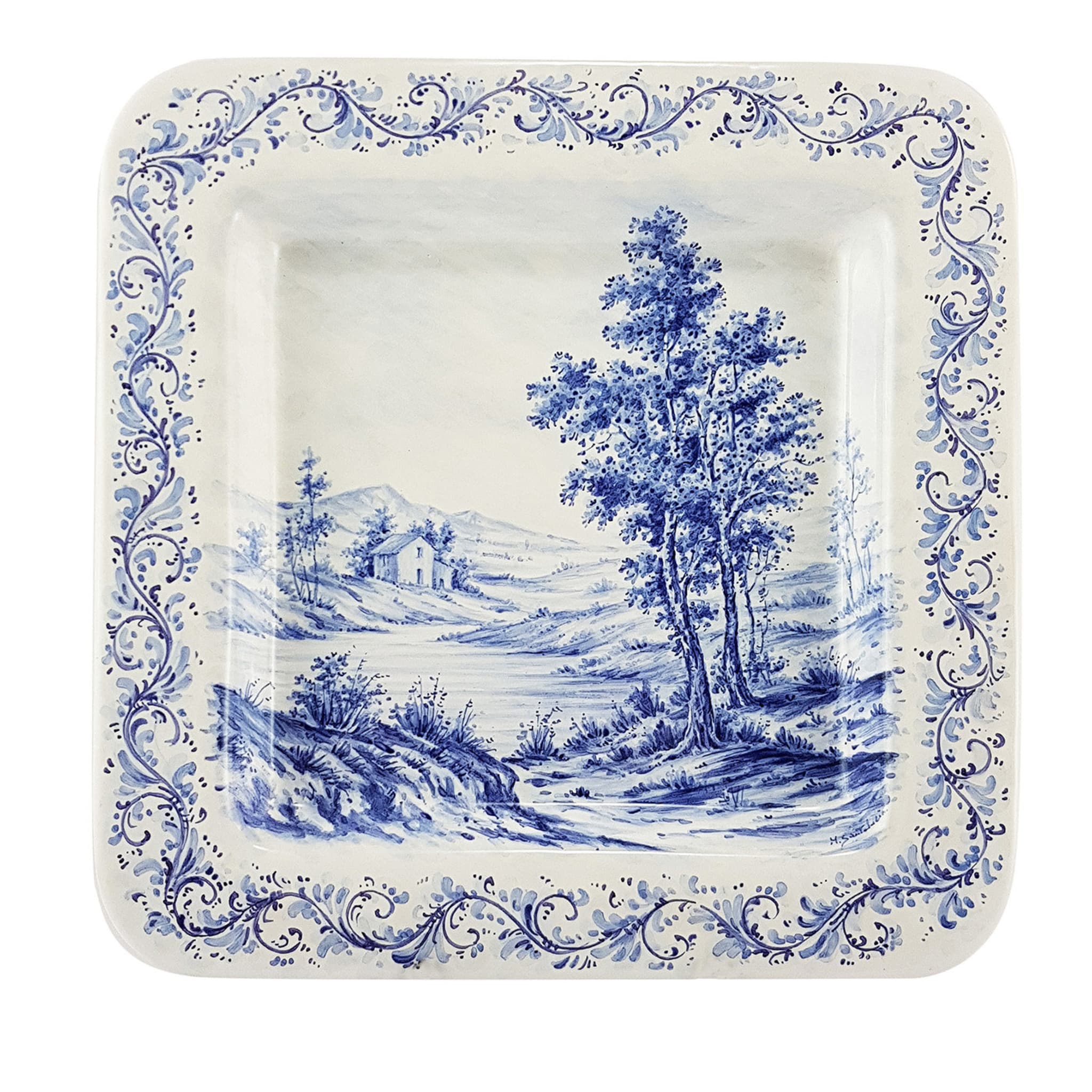 Blue Landscape Square Decorative Plate - Main view