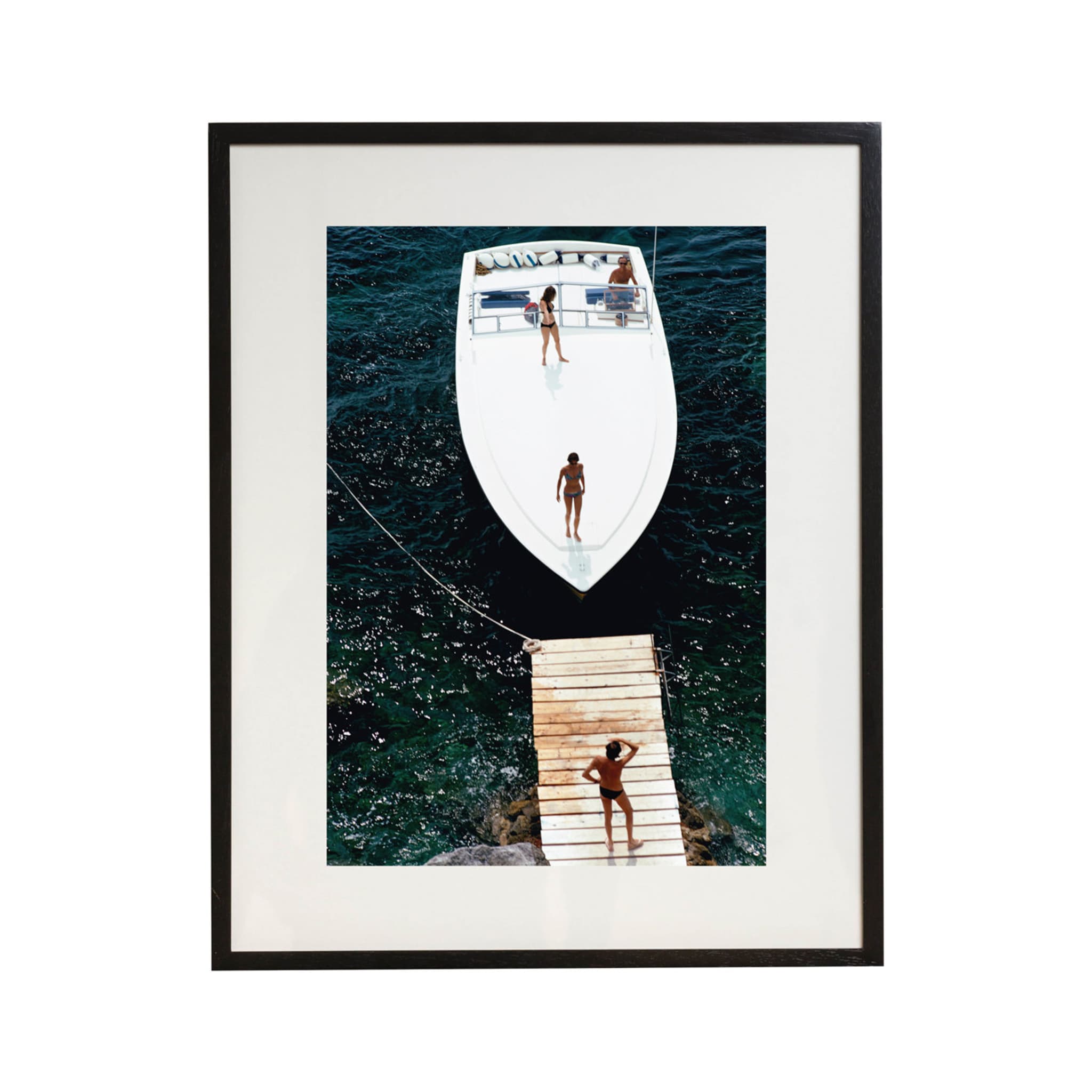 Speedboat Landing Framed Print by Slim Aarons - Main view