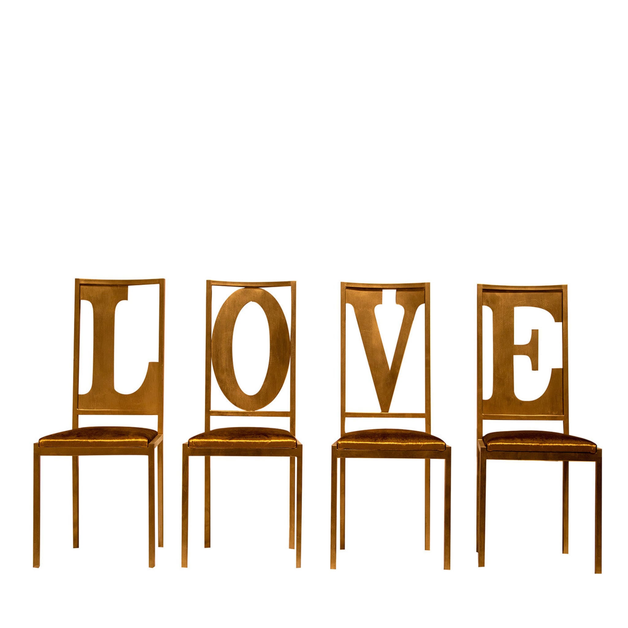 Gold Love Set of 4 Letter Chairs - Main view