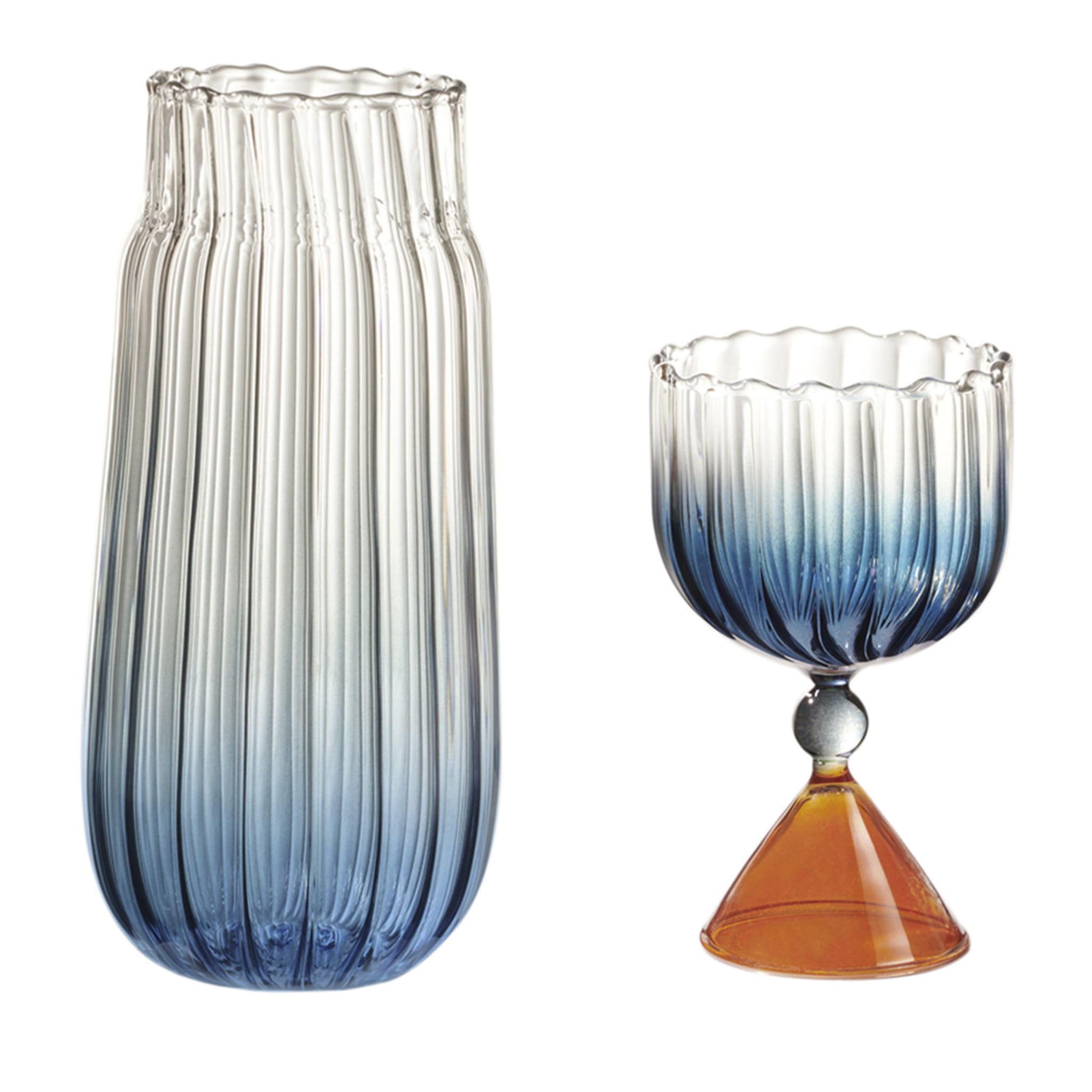 Calypso Blue Bottle and Glass - Main view