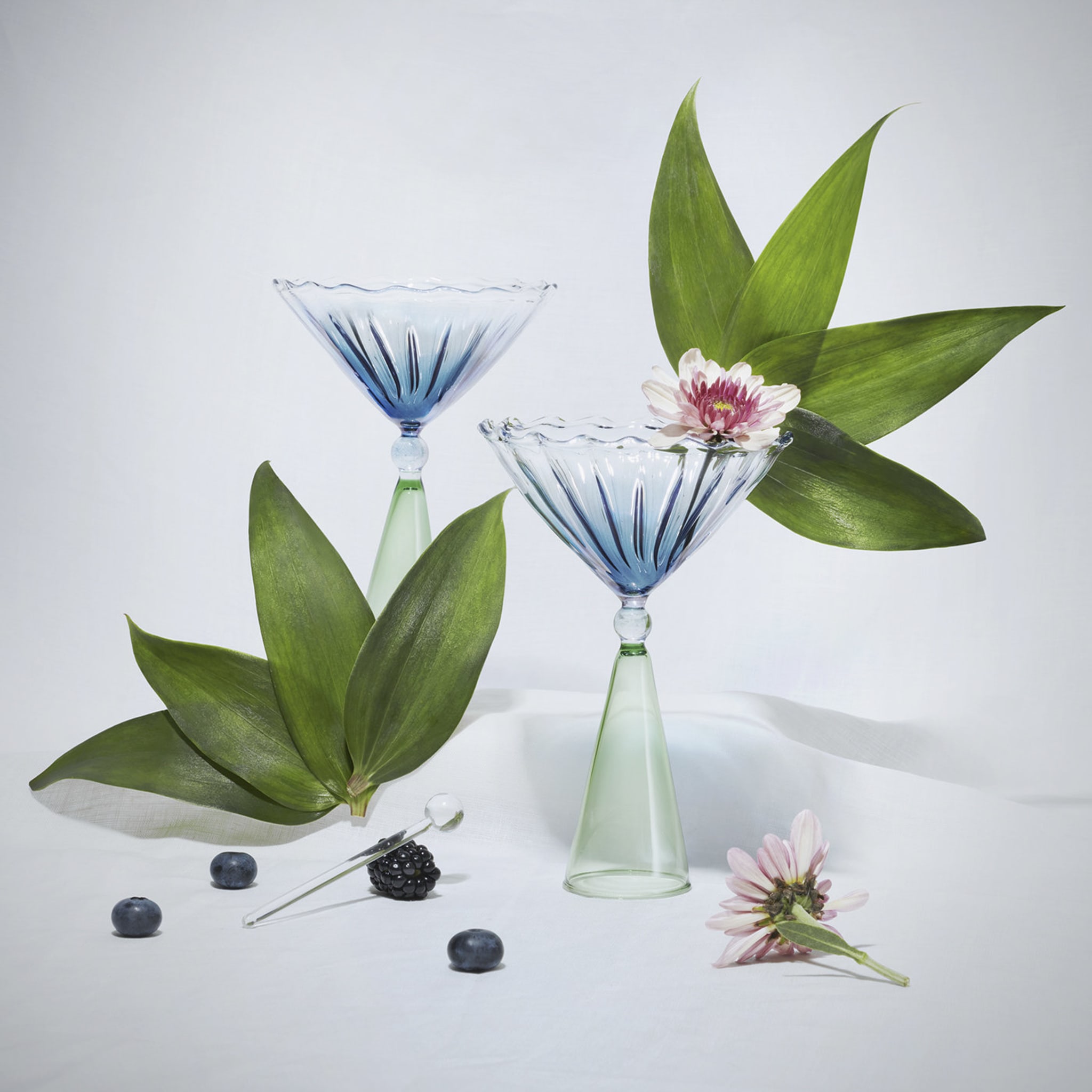 Set of 2 Calypso Blue and Green Martini Glasses - Alternative view 1