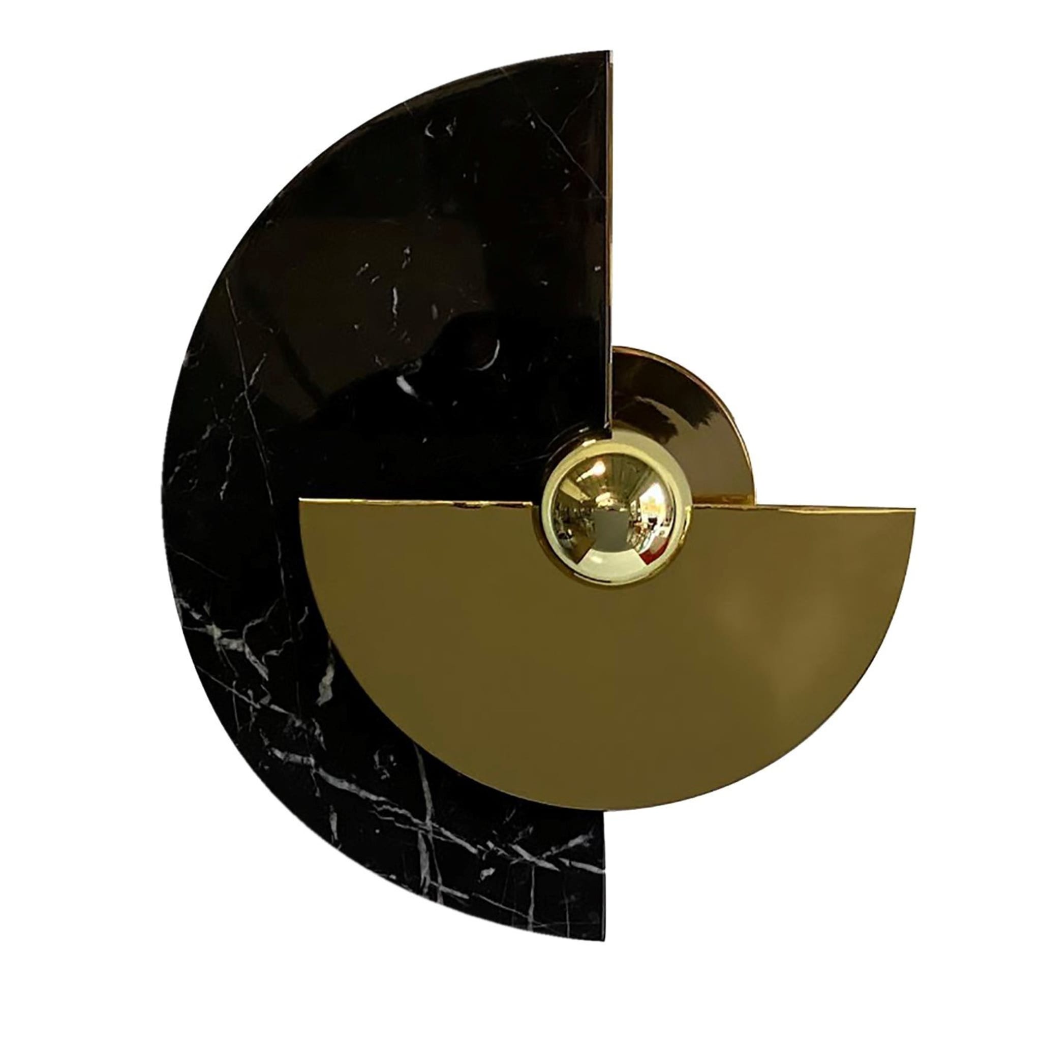 Levante Brass and Black Marquina Marble Round Sconce - Main view