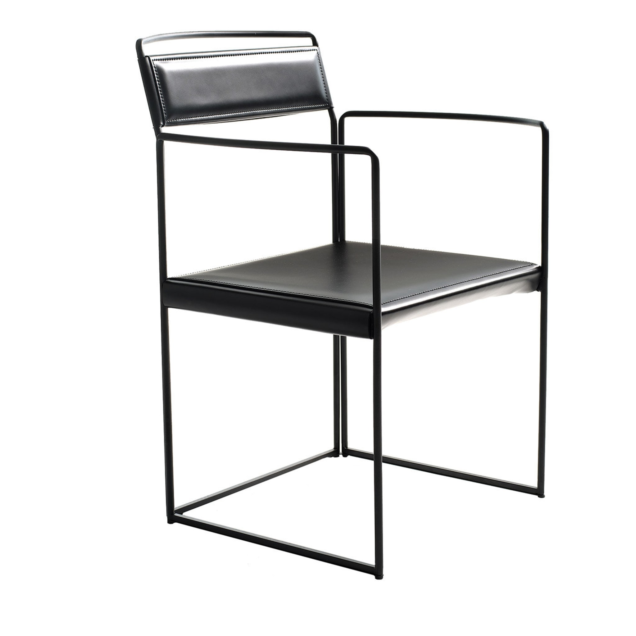 New Outline Schwarzer Stuhl mit Armlehnen von Alberto Colzani - Hauptansicht
