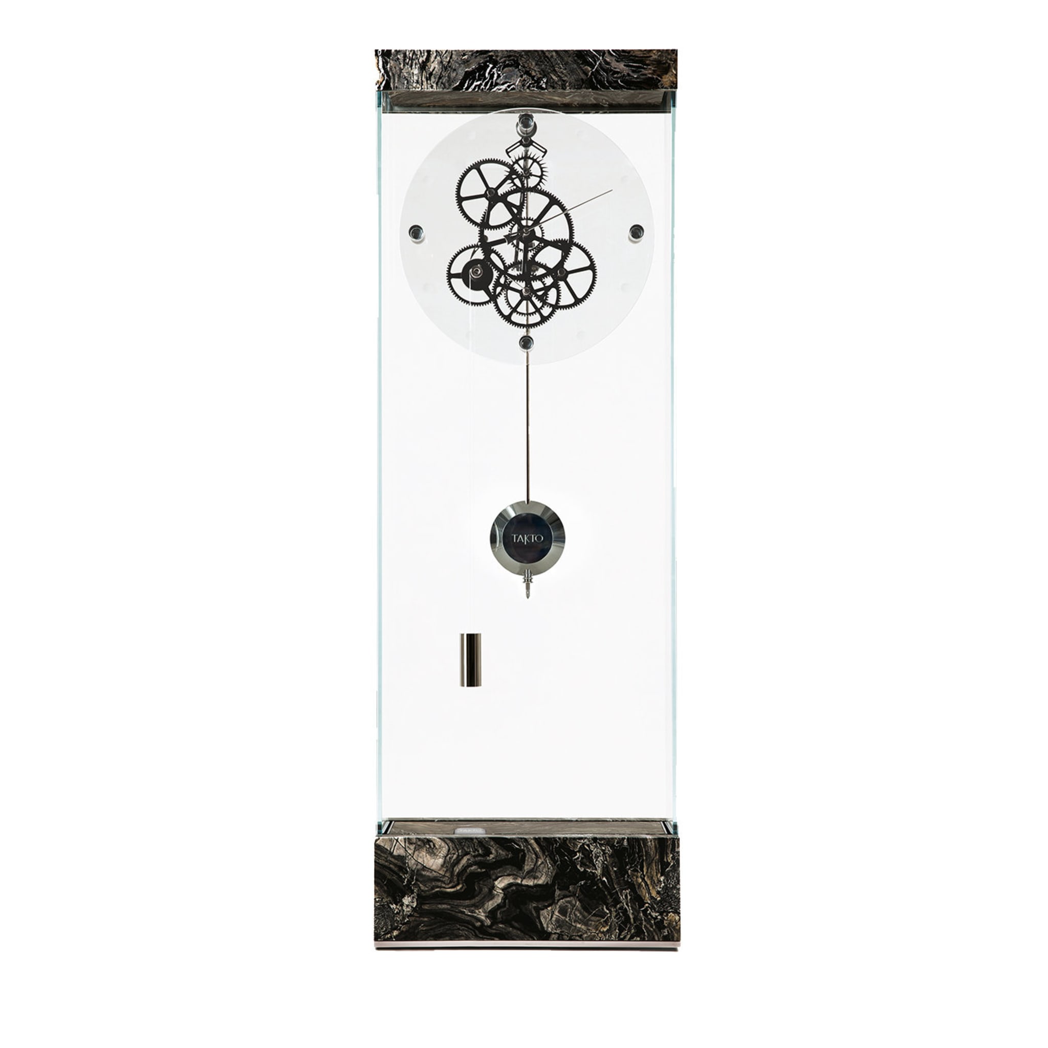 Adagio Silver Wave Marble Floor Pendulum Clock - Main view