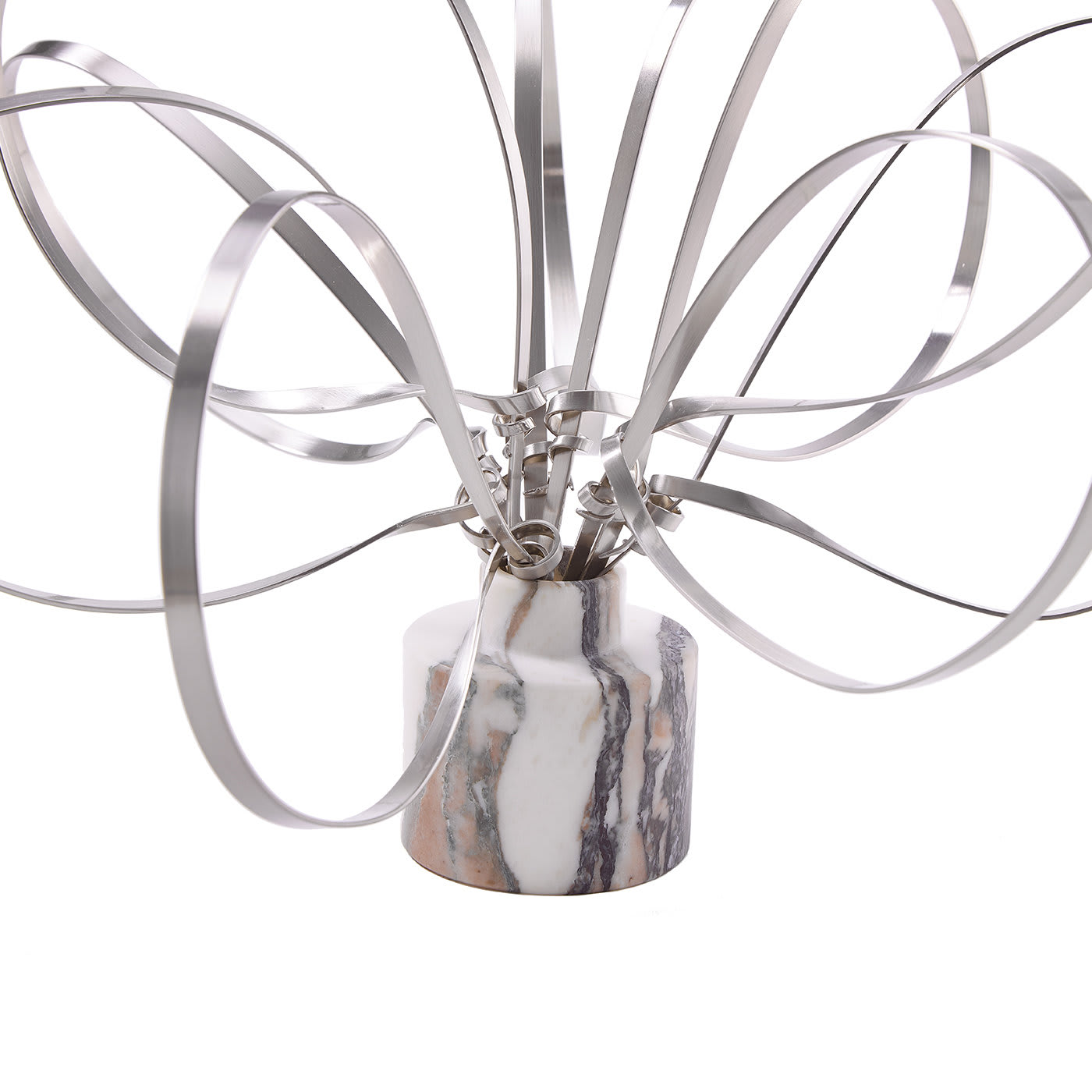 Swirls Silver Sculpture with Marble Base - Art Flower Maker
