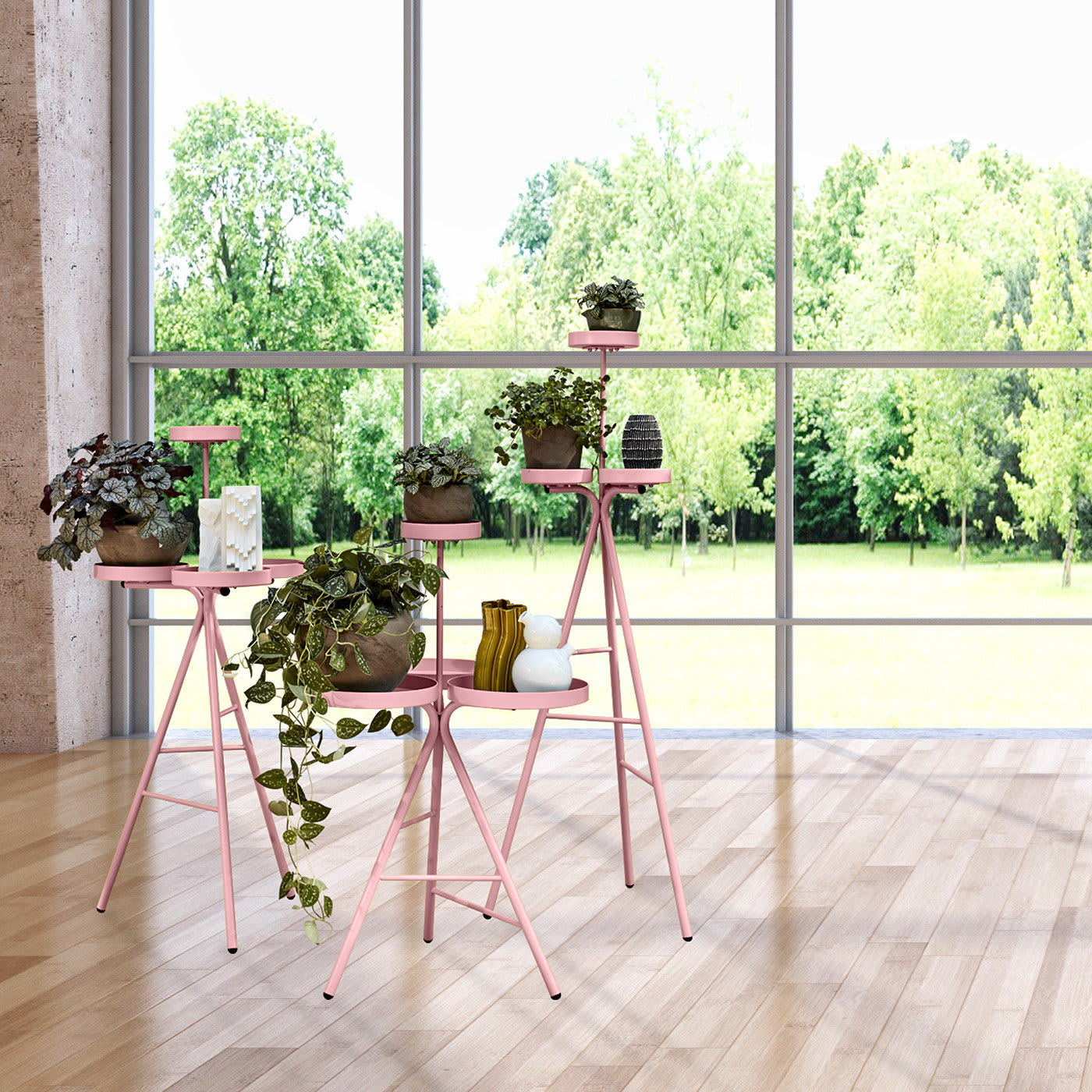 Symple Tall Pink Plant Stand - Castil
