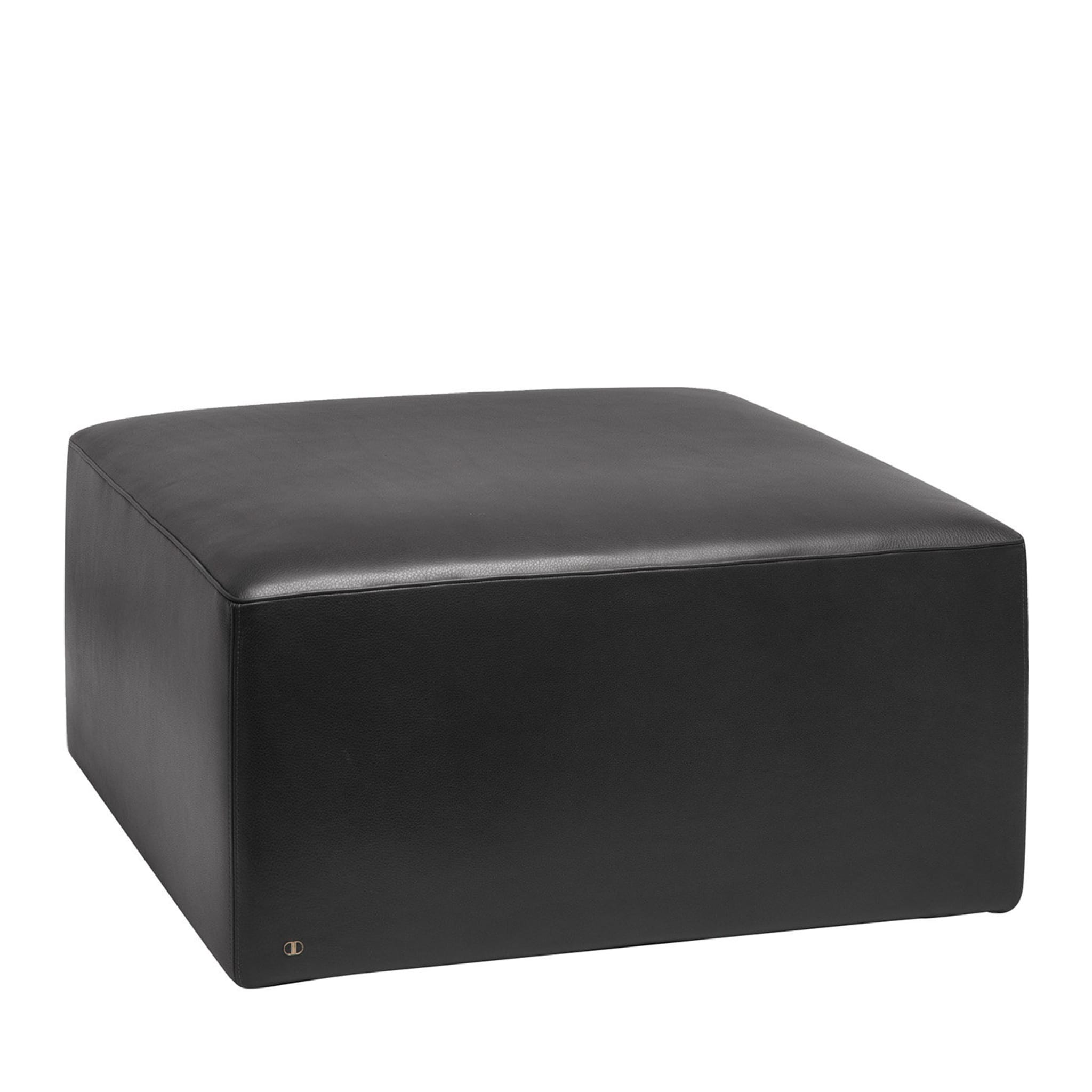 Russel Black Leather Pouf - Main view