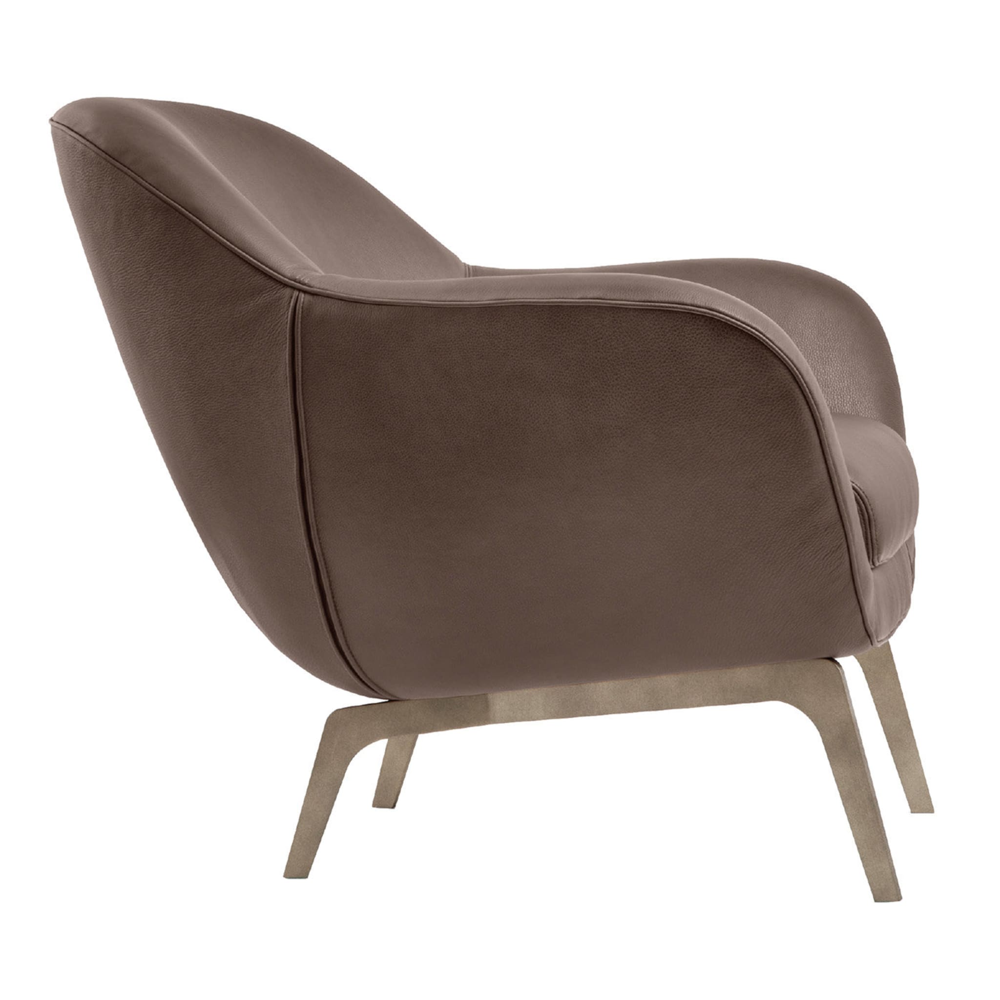 Report Slitta Taupe Leather Armchair - Main view