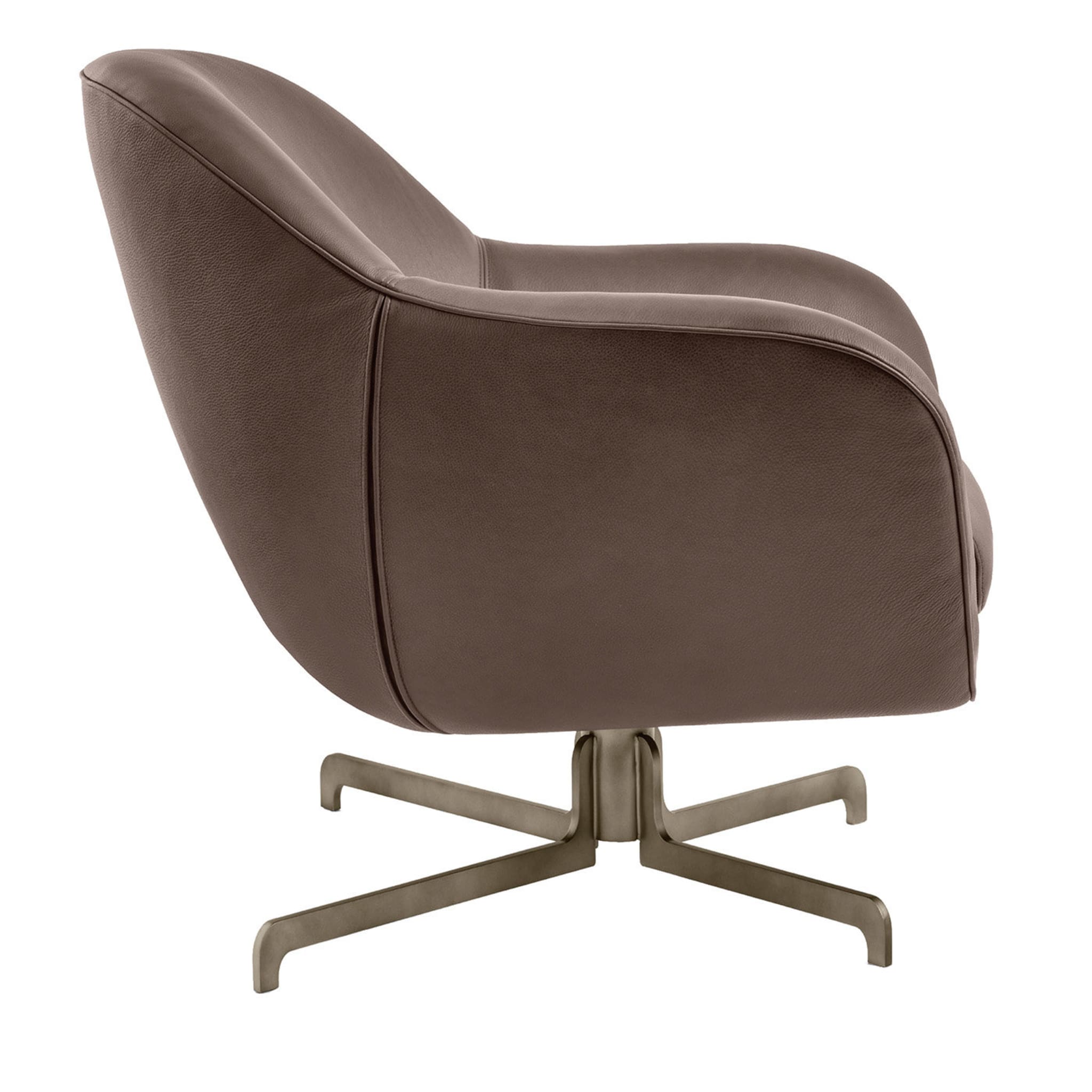Report Brown Leather Swivel Armchair - Main view