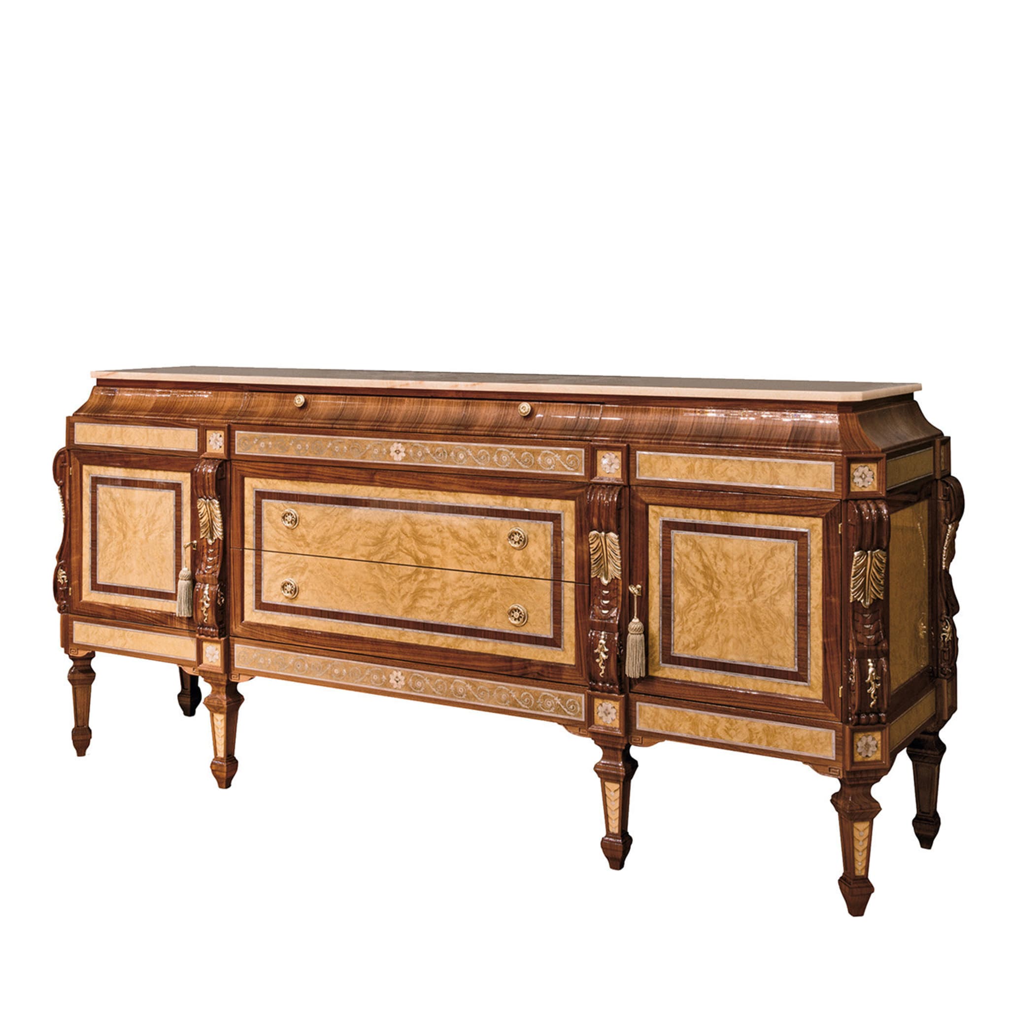 Walnut and Briar Sideboard with Onice Miele Marble Top - Main view