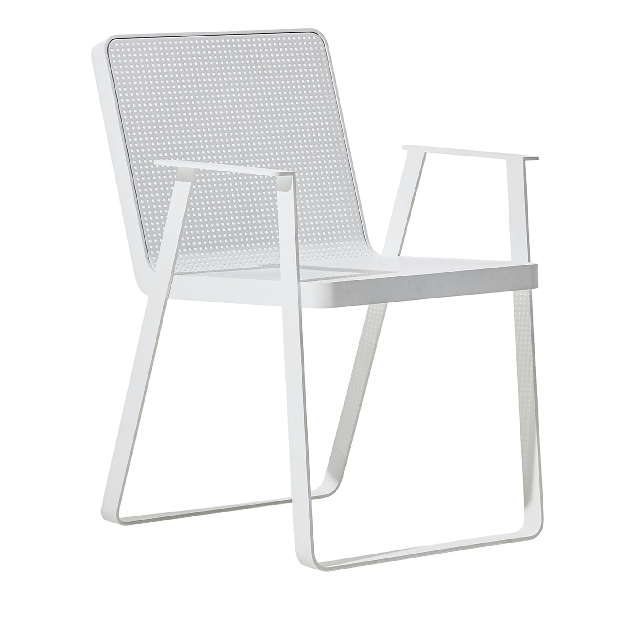 Makemake White Chair with Armrests - Main view