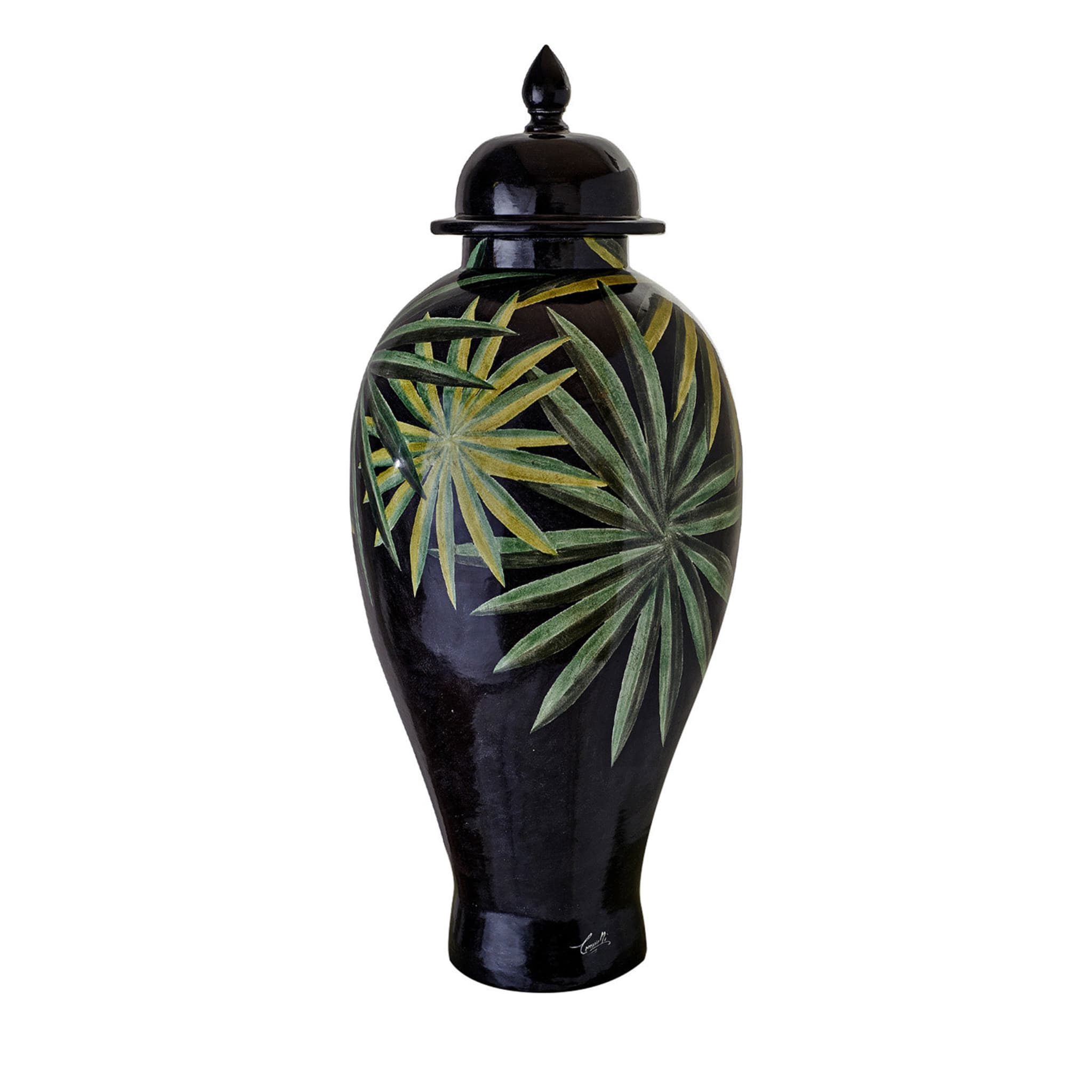 Tropical & Flowers Clyde Palm Leaves Vase with Lid - Main view