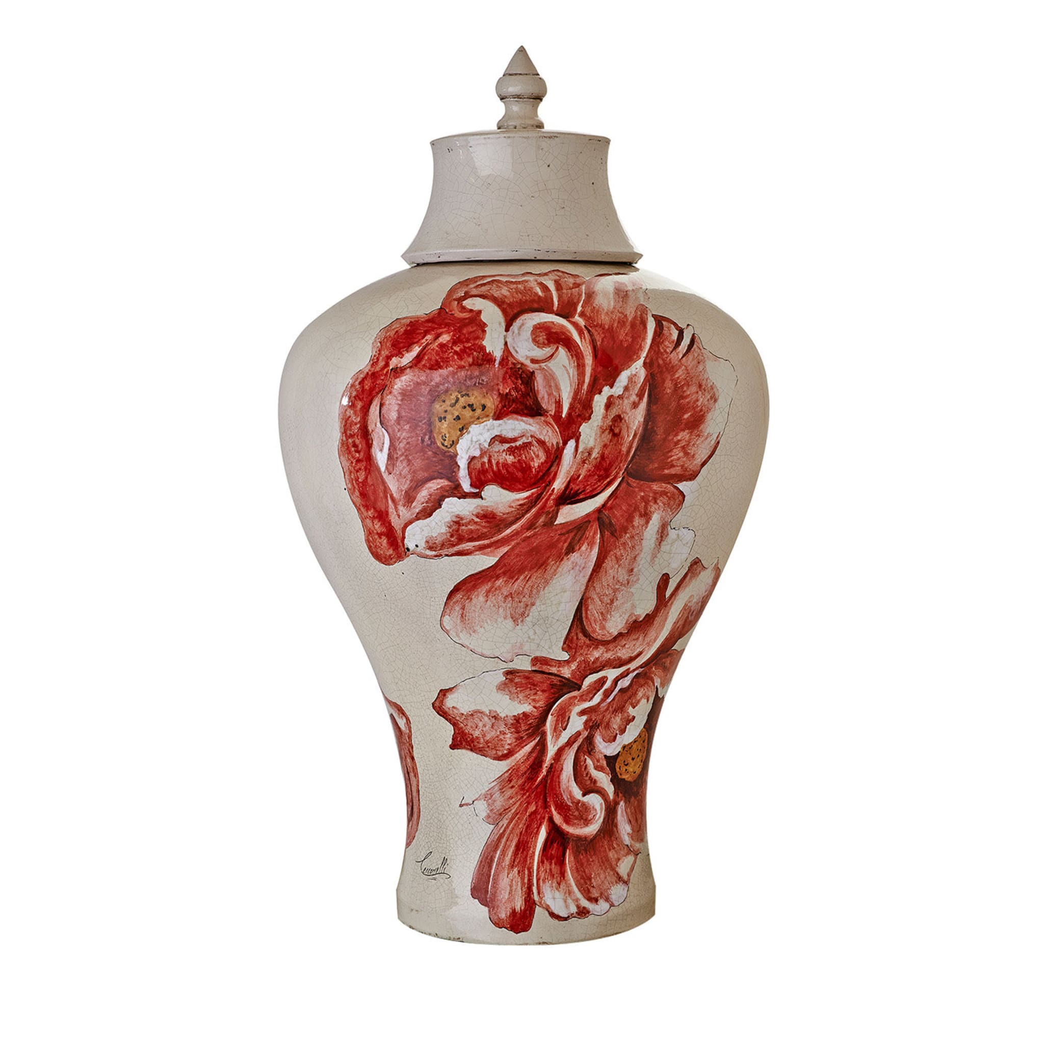 Tropical & Flowers Bonnie Red Peonies Vase with Lid - Main view