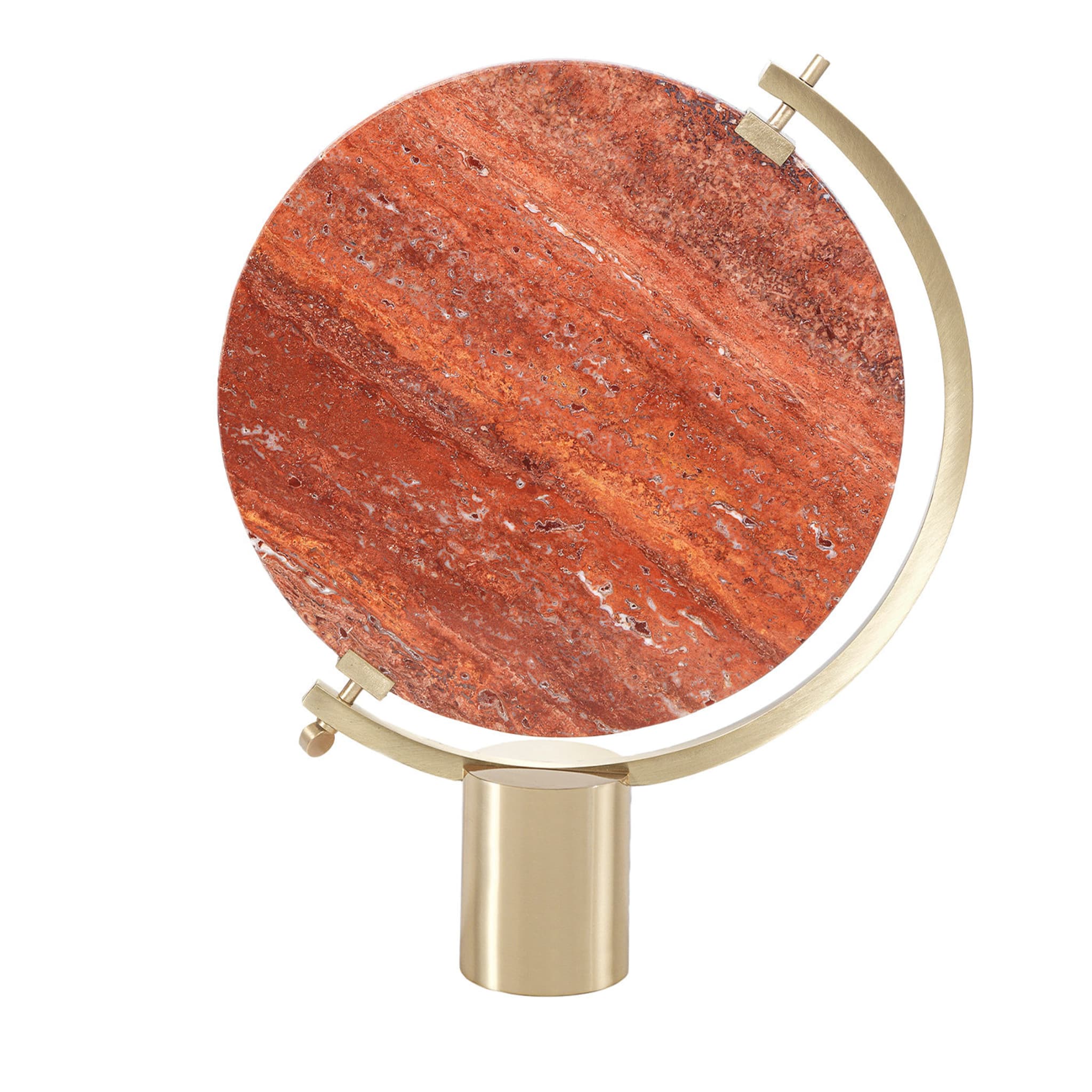 Naia Tabletop Mirror in Red Travertine Marble by CTRLZAK - Main view