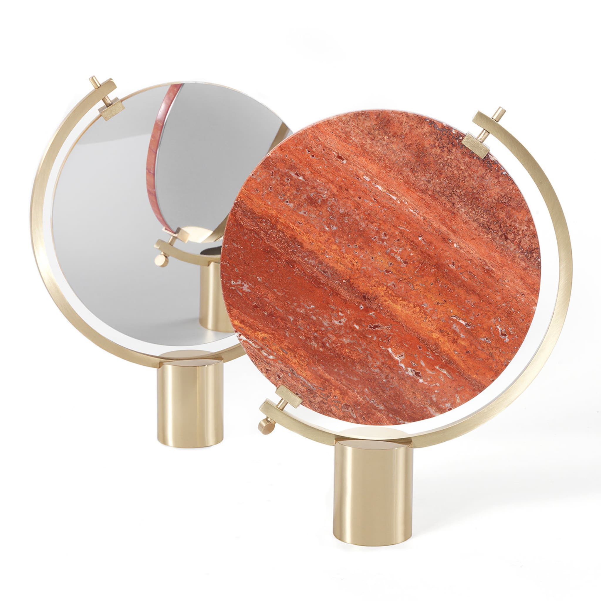 Naia Tabletop Mirror in Red Travertine Marble by CTRLZAK - Alternative view 2