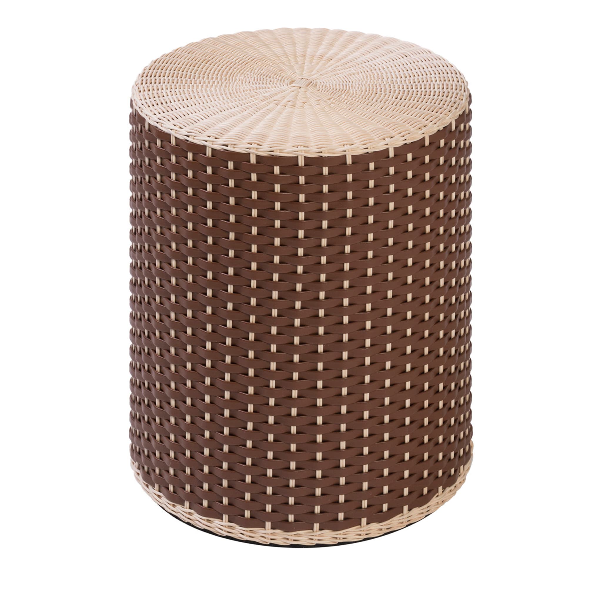 Renoir Leather & Rattan Stool/Side Table  - Main view
