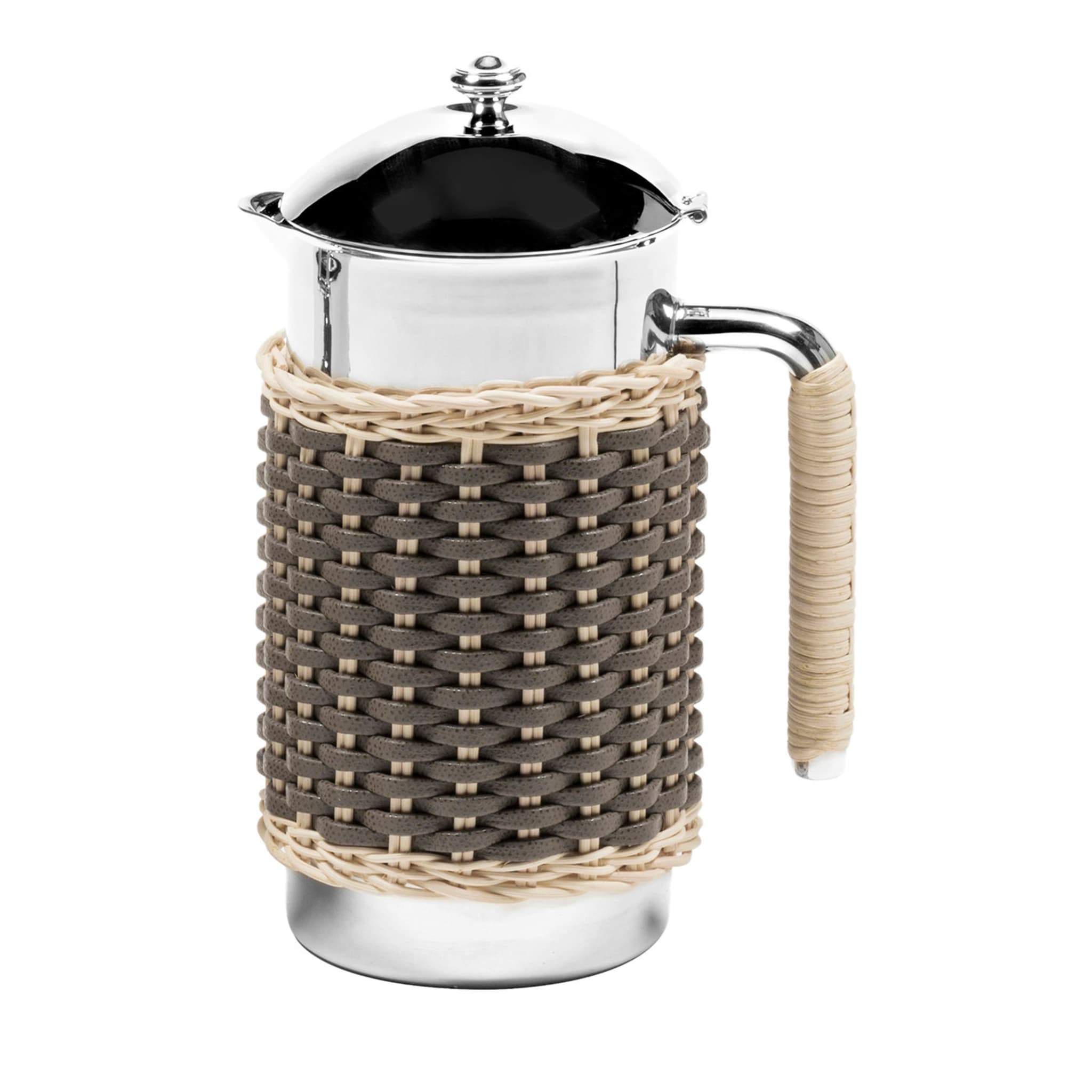 Rennes Brown Leather & Rattan Thermal Carafe - Main view