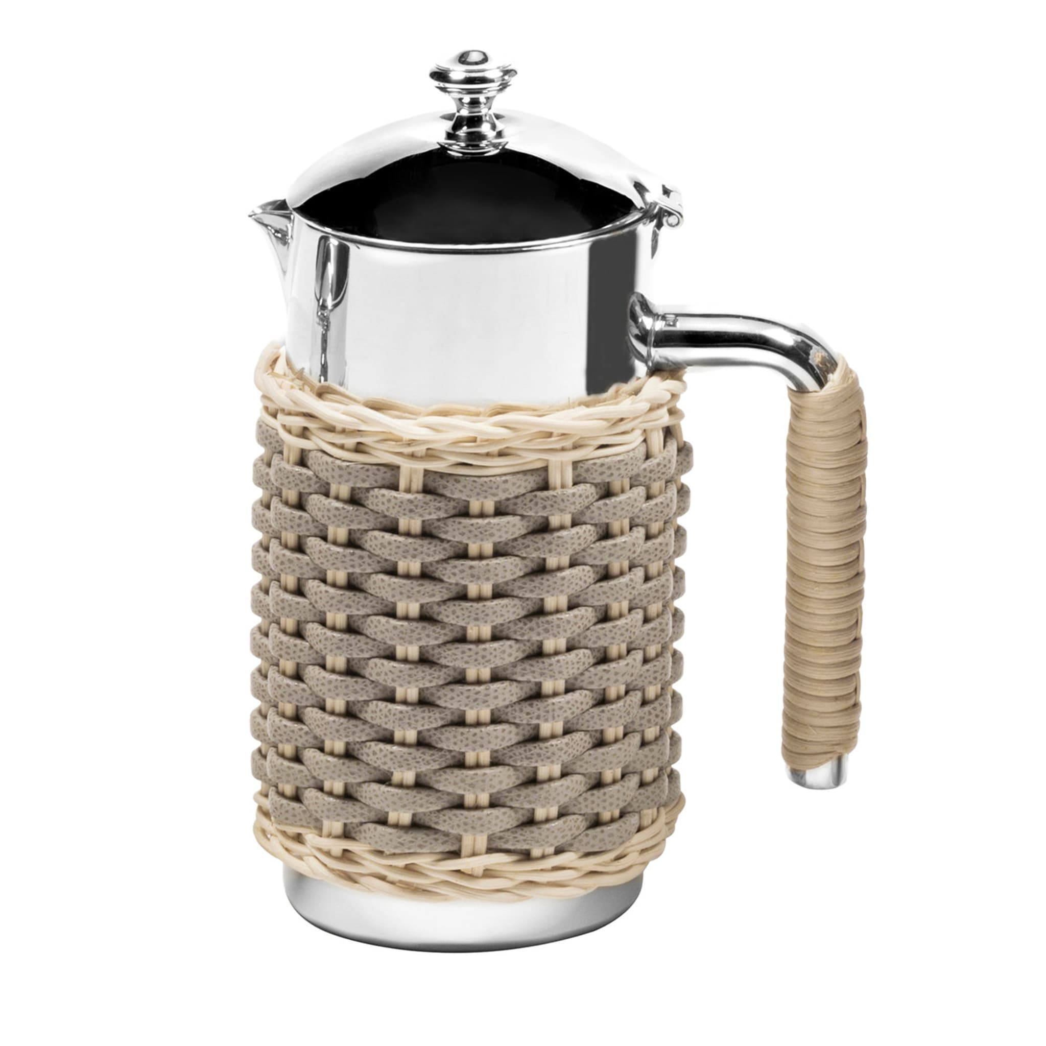 Rennes Gray Leather & Rattan Thermal Carafe - Main view