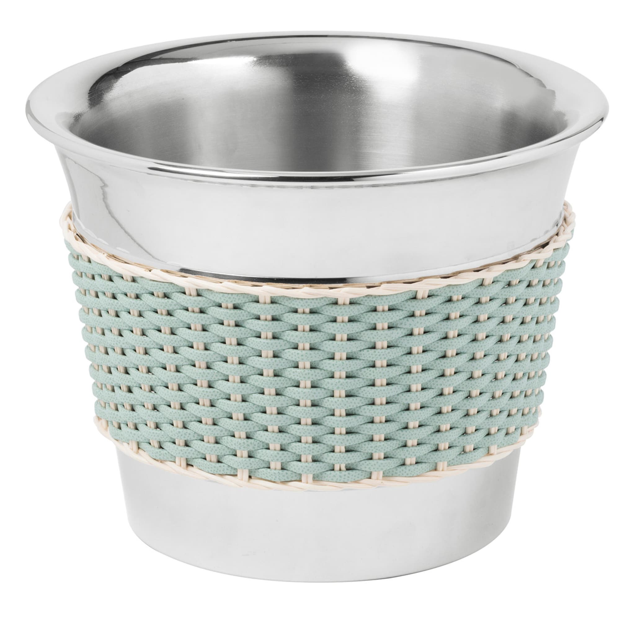 Menton Green Leather & Rattan Champagne Bucket - Main view