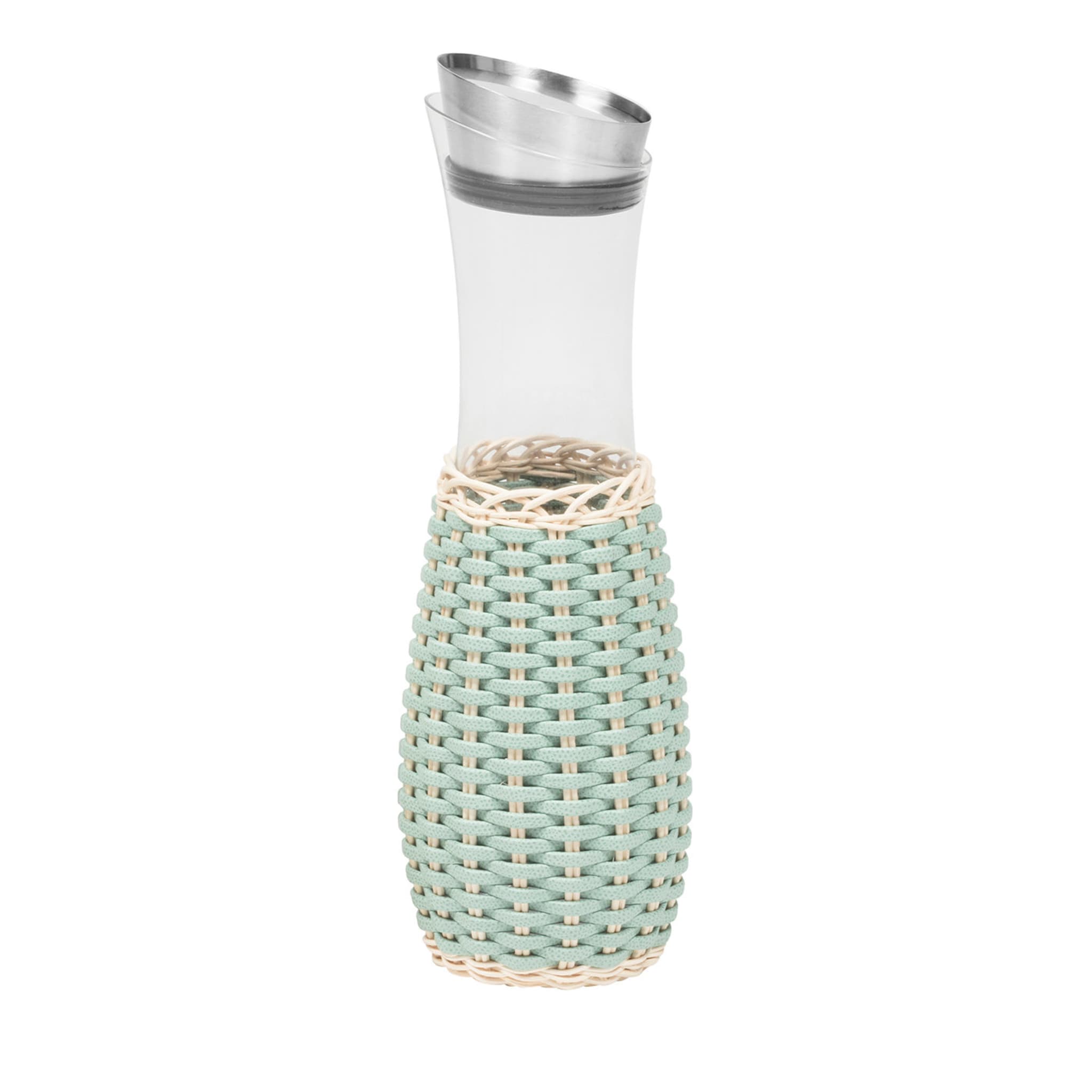 Dijon Green Leather & Rattan Carafe with Pourer - Main view