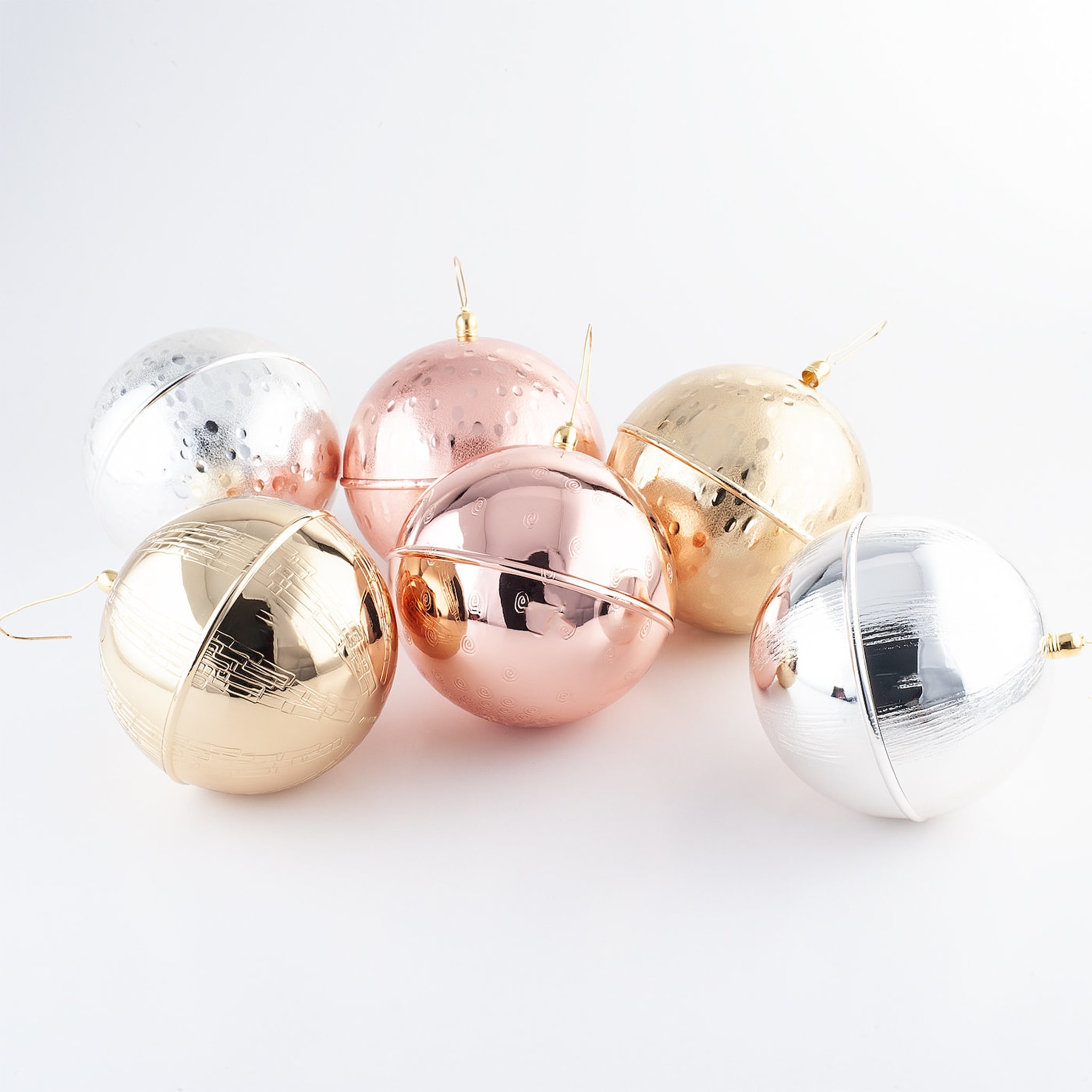 Ornamento a forma di palla di Natale con immagini dorate - Set di 2 - Vista alternativa 1