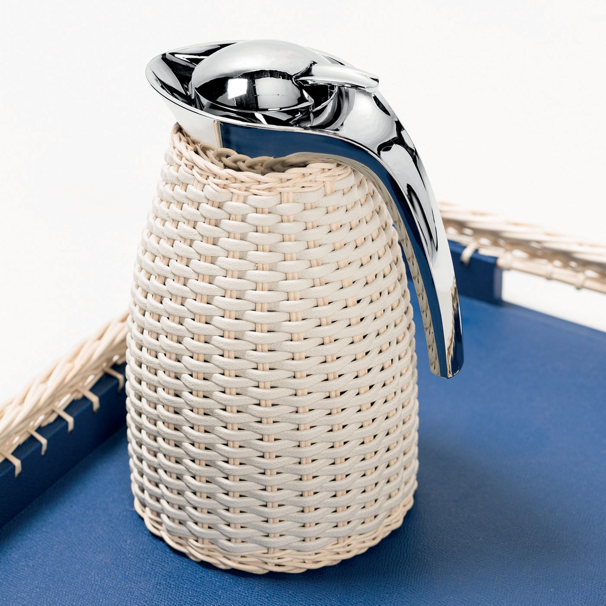 Arles White Leather & Rattan Thermal Carafe - Alternative view 1