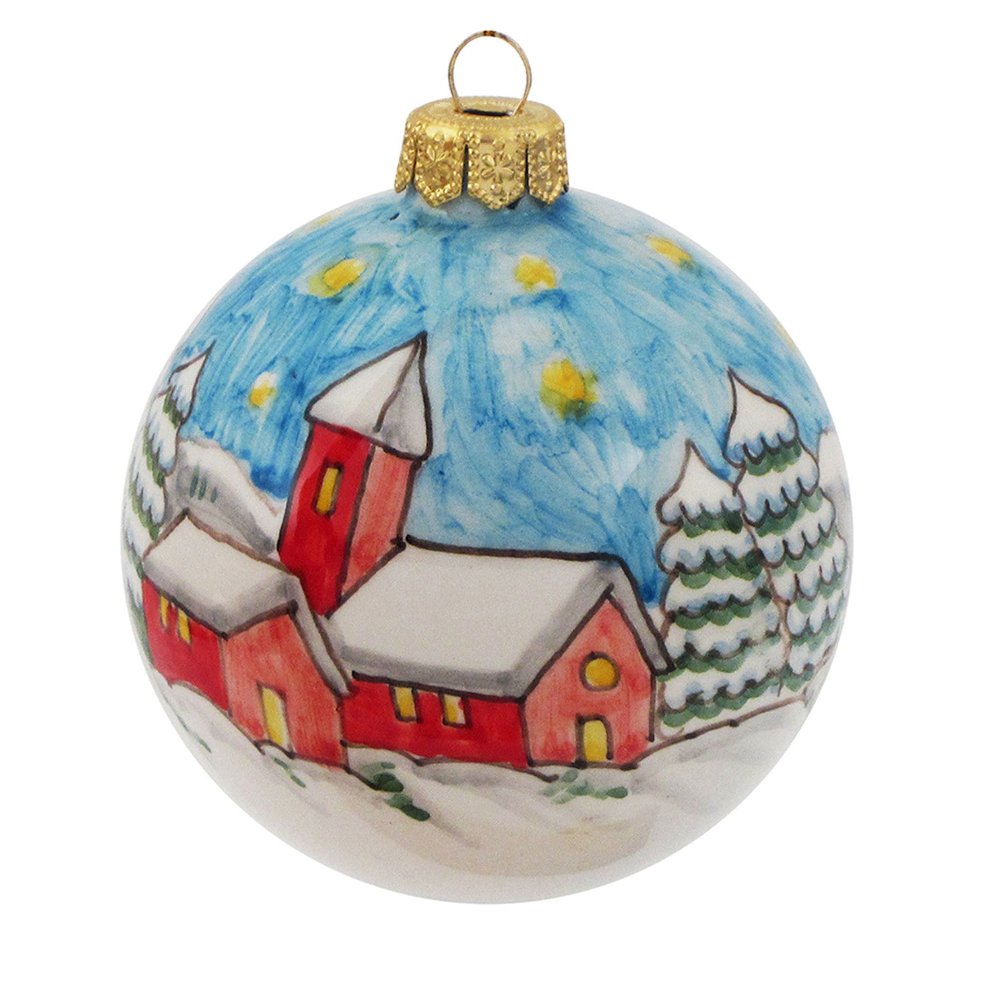Décoration de Noël en forme de boule avec un paysage bleu - Vue principale