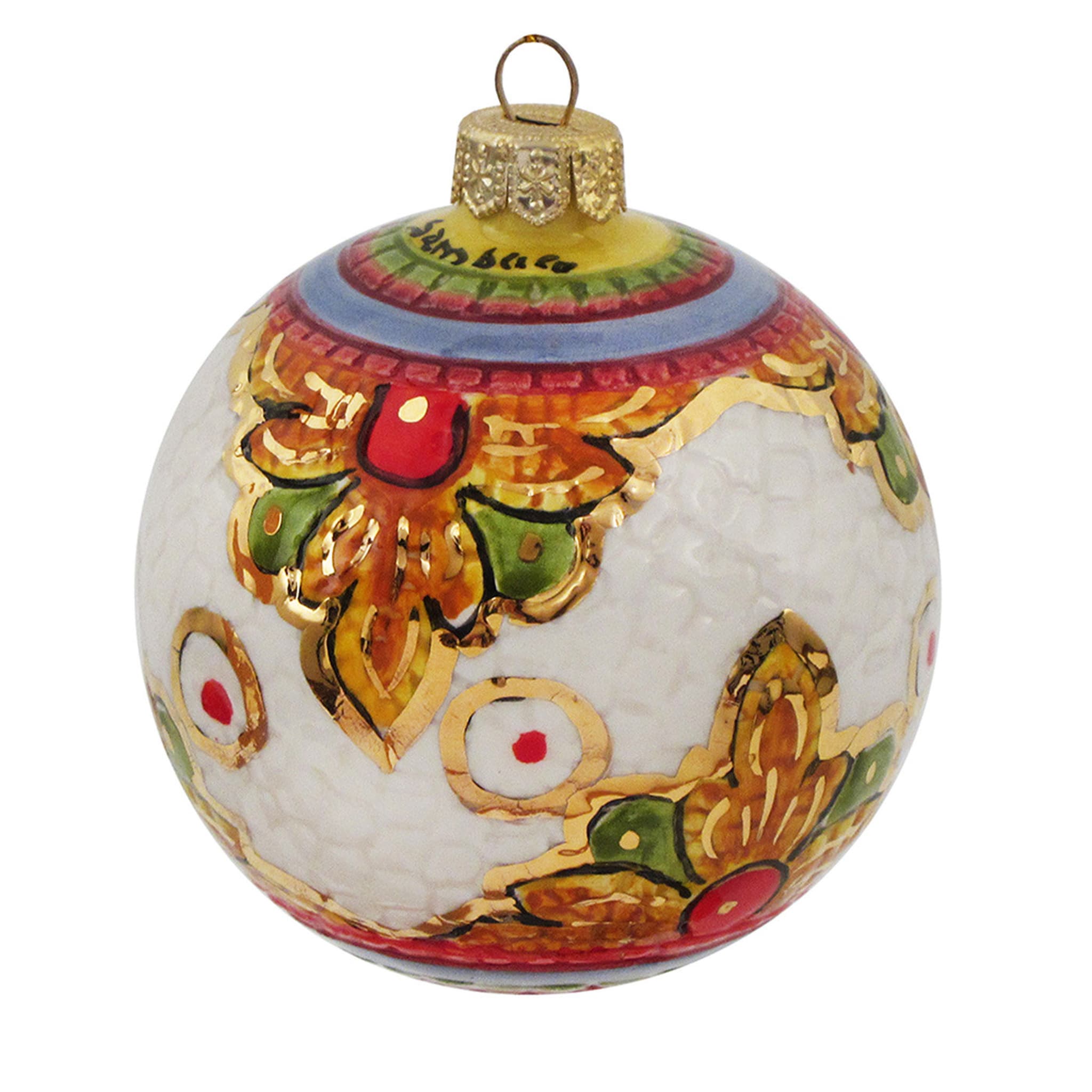 Ornamento a forma di palla di Natale rosso e oro - Vista principale